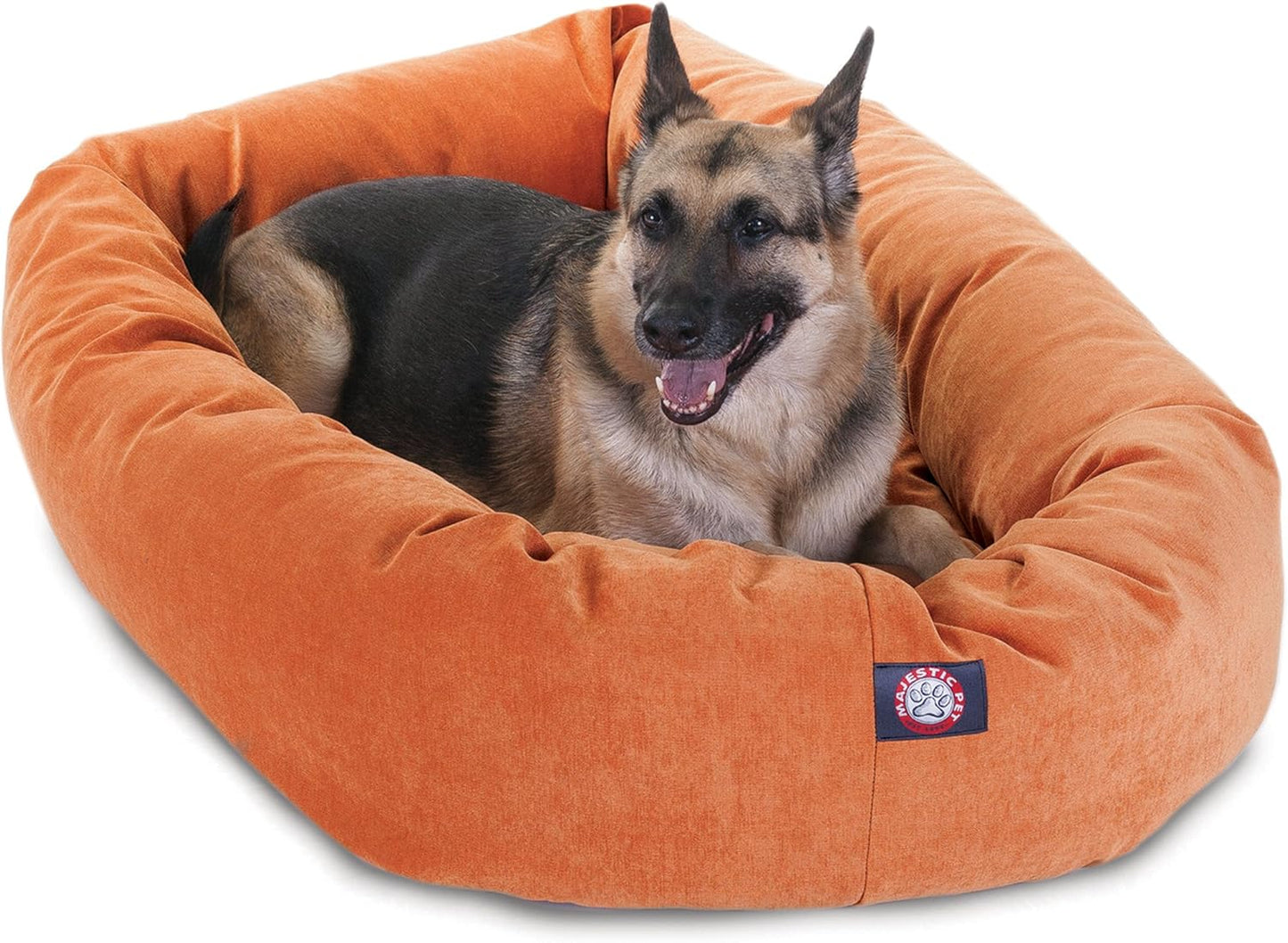 Majestic Pet 52 Inch Micro Velvet Calming Dog Bed Washable 52x35x11 (inch) – Cozy Soft Round Donut Dog Bed with Spine for Head Support -Pet Bed X- Large – Orange (2025) - Pet Explorer
