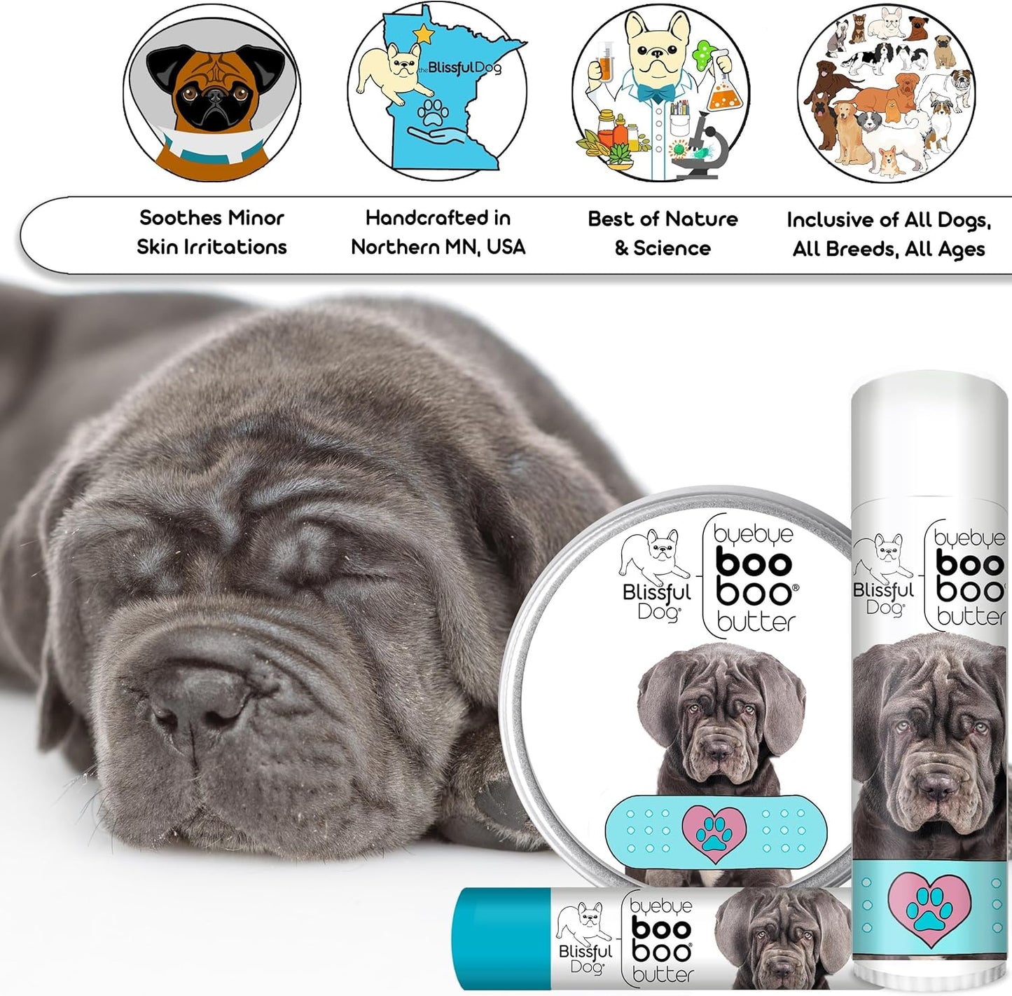 The Blissful Dog .15 oz Tube Neapolitan Mastiff Booboo Butter - Pet Explorer