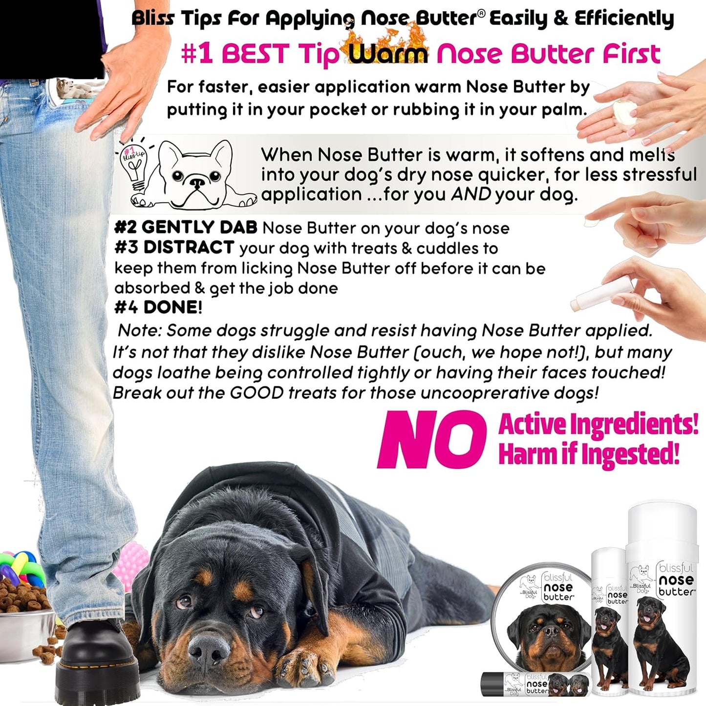 The Blissful Dog Rottweiler Nose Butter for Dry, Cracked Skin, Lick-Safe Dog Nose Balm with Moisturizing Shea Butter, Almond, Olive, and Essential Oils, Pet Supplies, Uncented, 0.15 oz. - Pet Explorer