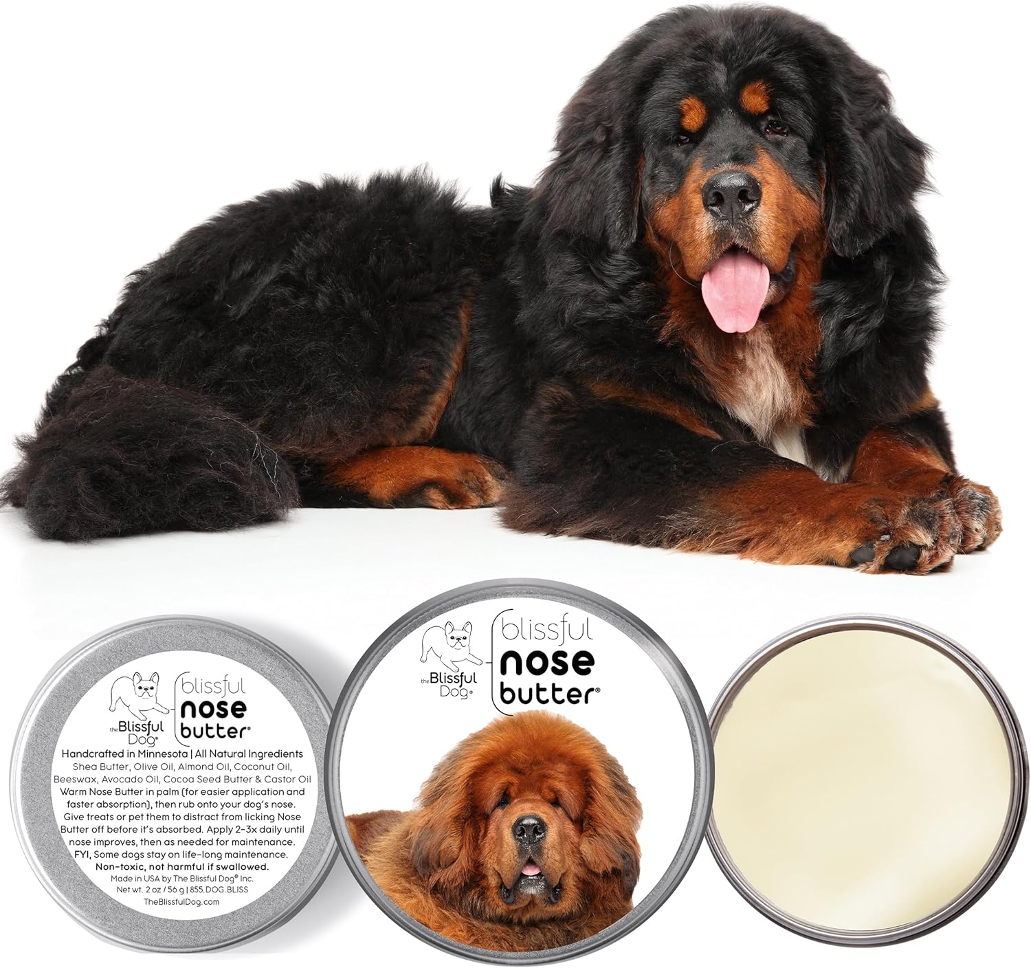 The Blissful Dog Tibetan Mastiff Unscented Nose Butter - Dog Nose Butter, 4 Ounce - Pet Explorer