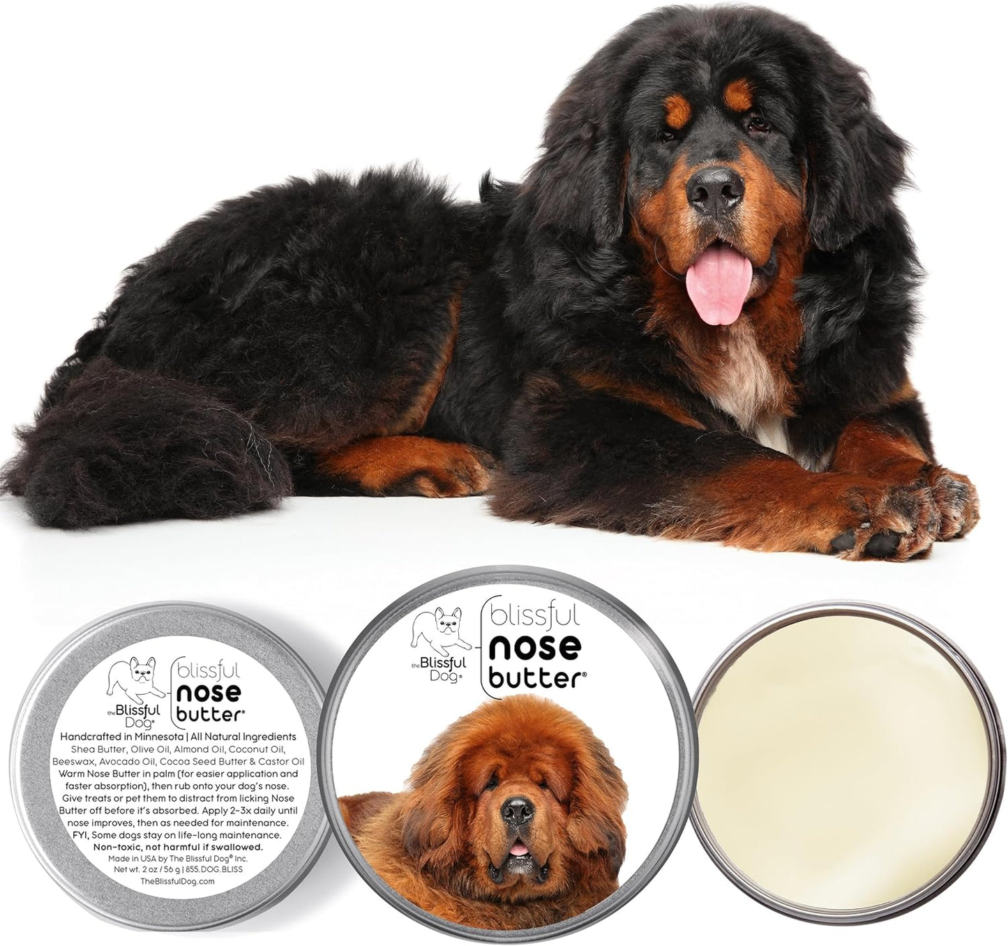 The Blissful Dog Tibetan Mastiff Unscented Nose Butter - Dog Nose Butter, 8 Ounce - Pet Explorer