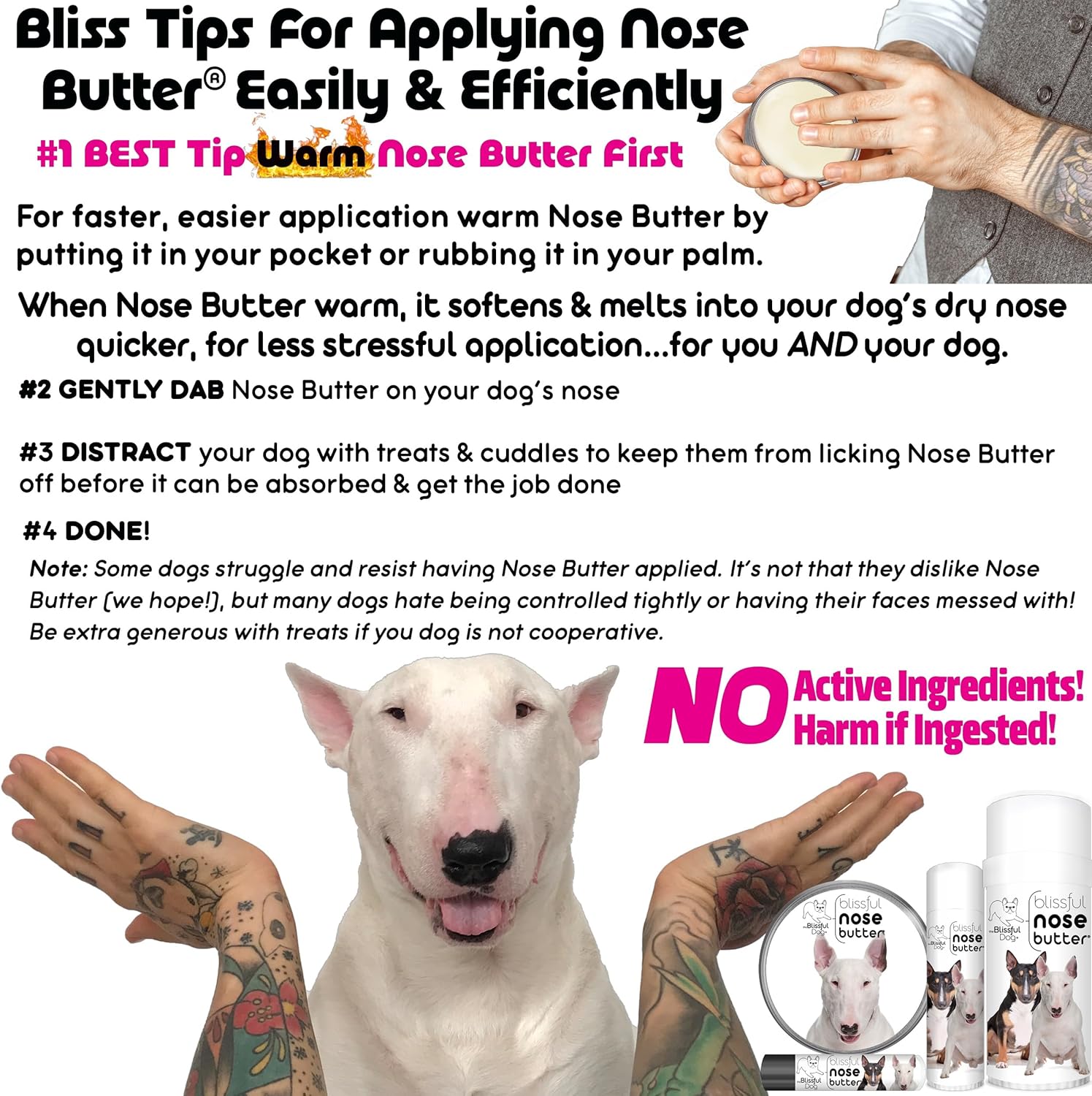 The Blissful Dog Bull Terrier Unscented Nose Butter, 1 oz - Pet Explorer