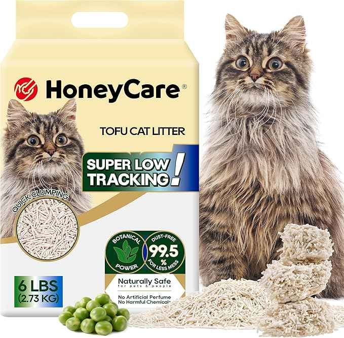HoneyCare Tofu Cat Litter I 100% Plant-Based Pellets I Sustainable & Biodegradable I Low-Dust Quick Clumping Superior Odor Control, 6-lbs