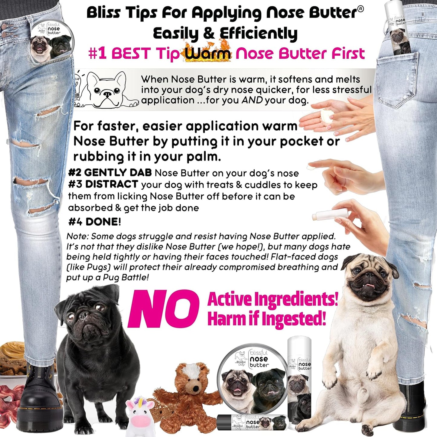 The Blissful Dog Black Pug Nose Butter, Versatile Dog Nose Balm for Dry Nose, Handcrafted Nose Moisturizer, Easy-to-Apply Dog Essentials, Unscented, 1 oz. - Pet Explorer