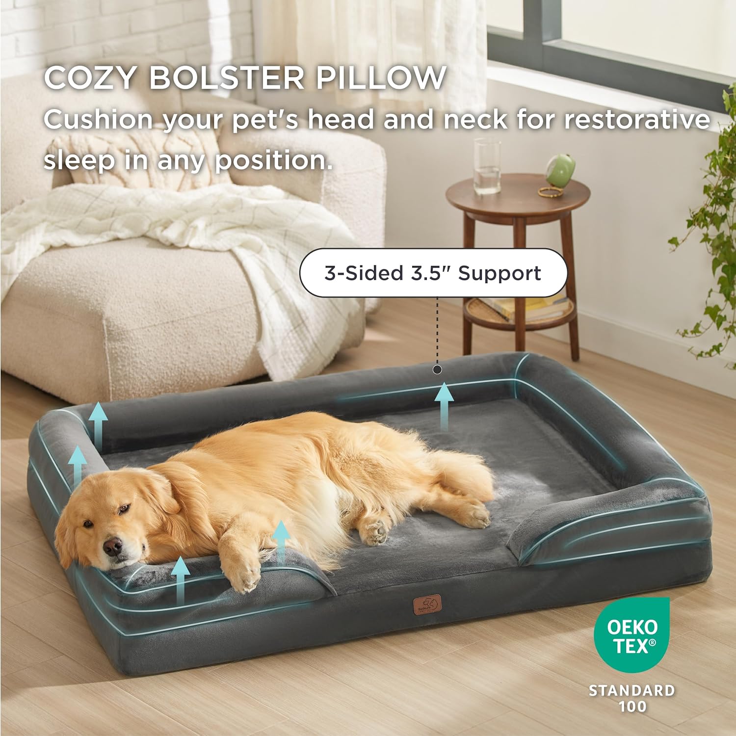 Bedsure XXL Orthopedic Dog Bed for Extra Large Dogs - Washable Giant Dog Cat Bed Waterproof, Comfort Dogs Couch Sofa with Washable Removable Cover, Pet Bed with Nonskid Bottom, Dark Grey, 52" - Pet Explorer