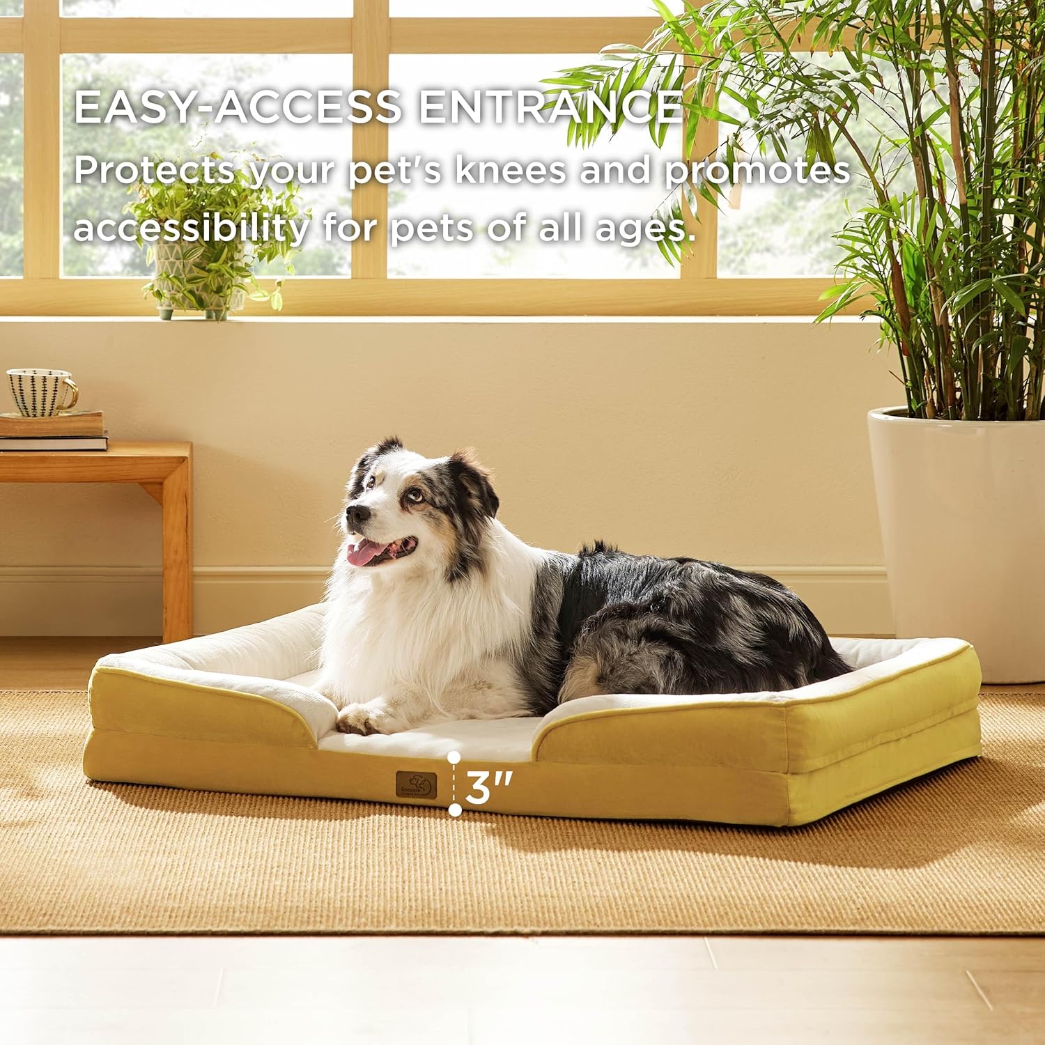 Bedsure XL Orthopedic Dog Bed for Extra Large Dogs - Washable XLarge Dog Cat Bed Waterproof, Comfort Dogs Couch Sofa with Washable Removable Cover, Pet Bed with Nonskid Bottom, Spicy Mustard, 42" - Pet Explorer
