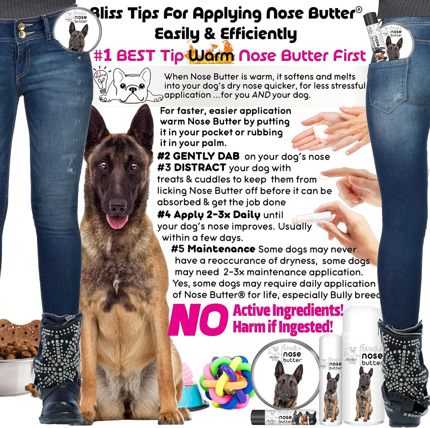 The Blissful Dog Belgian Malinois Nose Butter for Dry, Cracked Skin, Lick-Safe Dog Nose Balm with Moisturizing Shea Butter, Almond, Olive, and Essential Oils, Pet Supplies, Uncented, 2 oz. - Pet Explorer