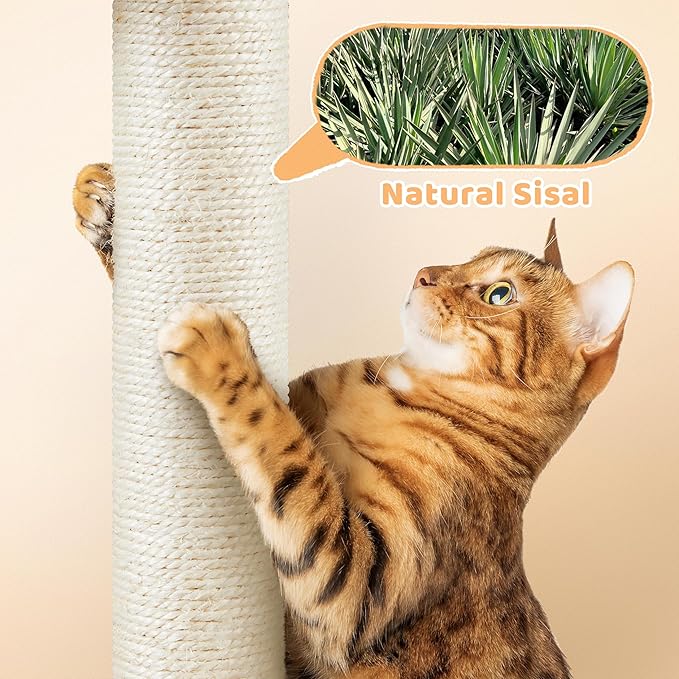 Yaheetech Cat Tree, Multi Level Climbing Tower for Indoor Cats, Pet Activity Center Scratching Post Indoor Furniture Bed with Basket for Kittens, Beige