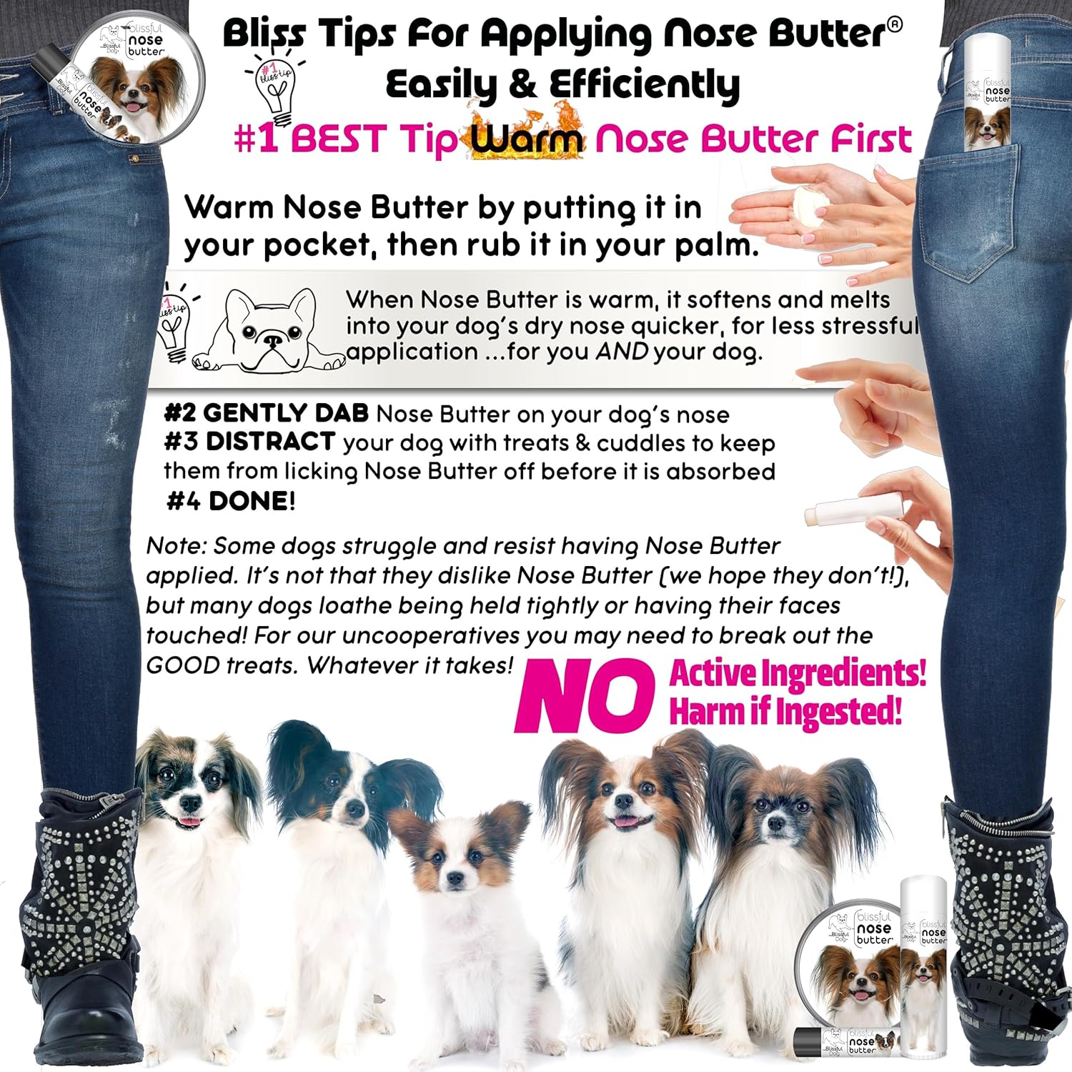 The Blissful Dog Papillon Unscented Nose Butter - Dog Nose Butter, 4 Ounce - Pet Explorer