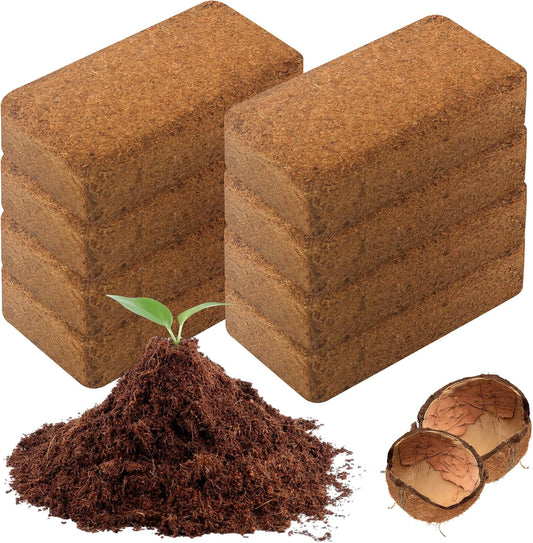 Coco Coir Brick for Plants-8 Pack Premium Coconut Bricks, 100% Organic Peat Moss, Fiber Coconut Husk for Planting, Gardening, Potting Soil Substrate - Pet Explorer