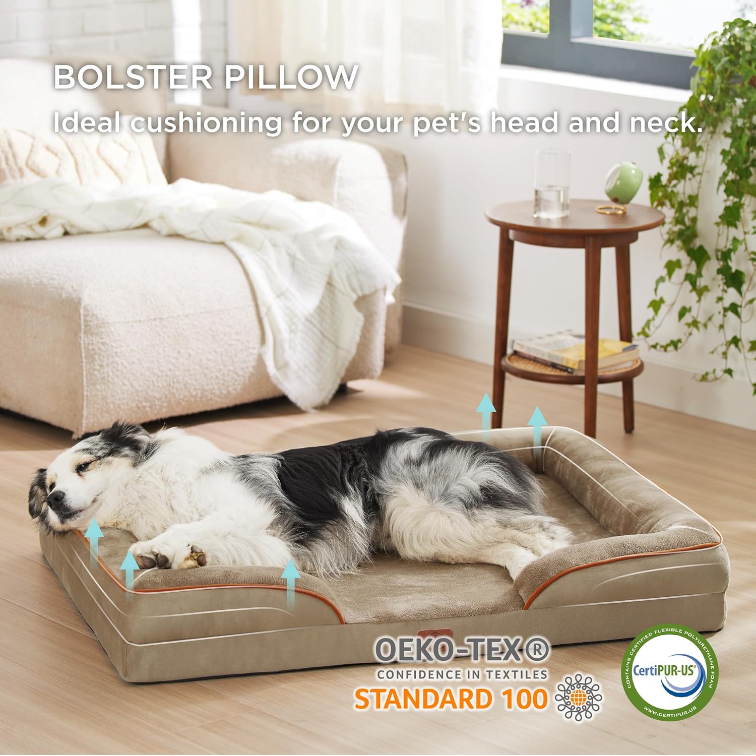 Bedsure XL Plus Orthopedic Dog Bed for Extra Large Dogs - Washable XLarge Dog Cat Bed Waterproof, Comfort Dogs Couch Sofa with Washable Removable Cover, Pet Bed with Nonskid Bottom, Hazel, 48" - Pet Explorer