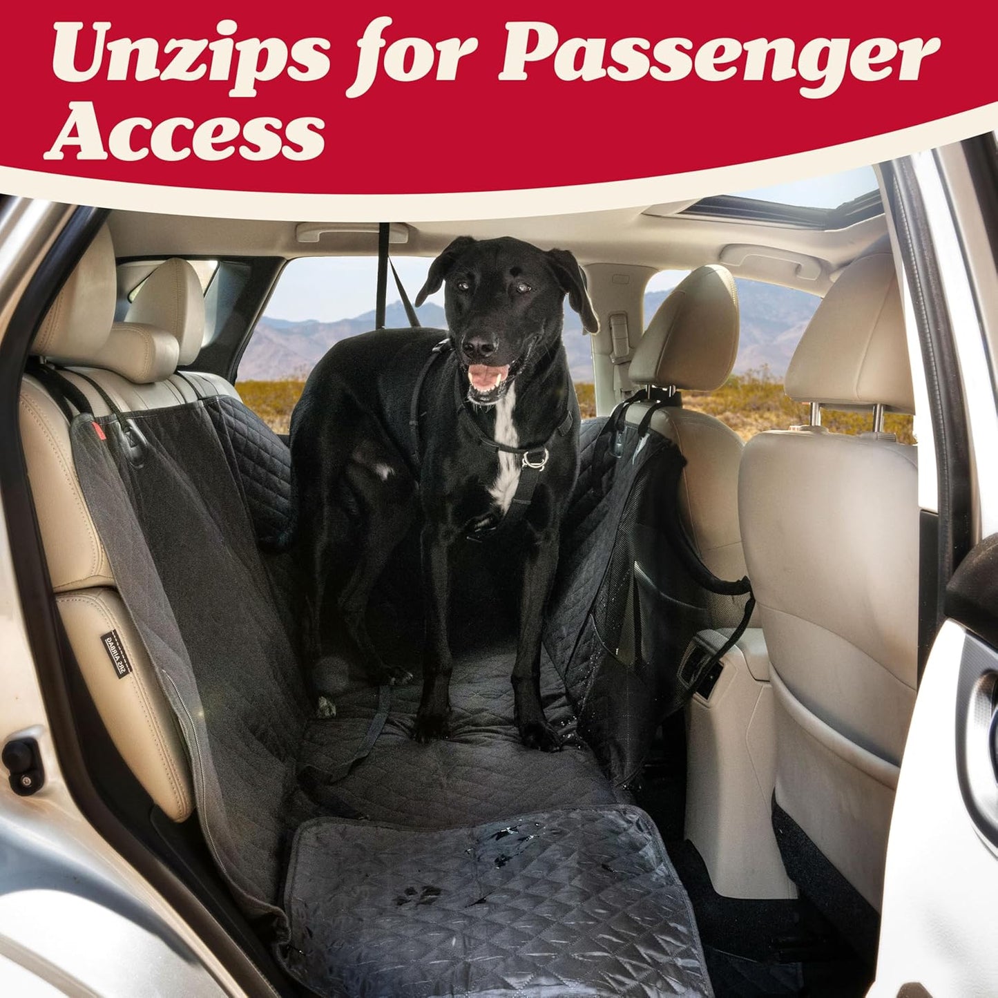 Lusso Gear Dog Car Seat Cover for Back Seat - 100% Waterproof Dog Hammock - Padded Headrest and Mesh Window - Passenger Compatible Rear Car Seat Cover - Fits Trucks, SUVs, Cars - Pet Explorer