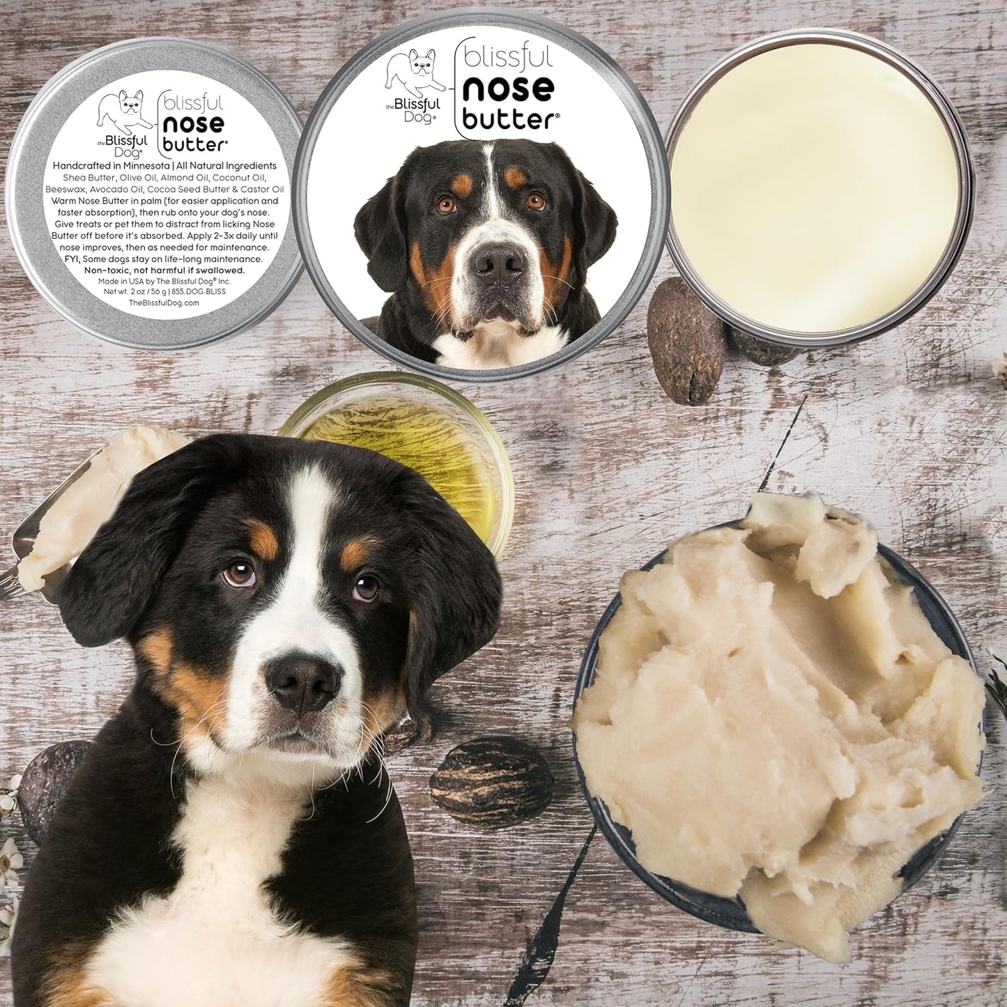 The Blissful Dog Greater Swiss Mountain Dog Unscented Nose Butter - Dog Nose Butter, 16 Ounce - Pet Explorer