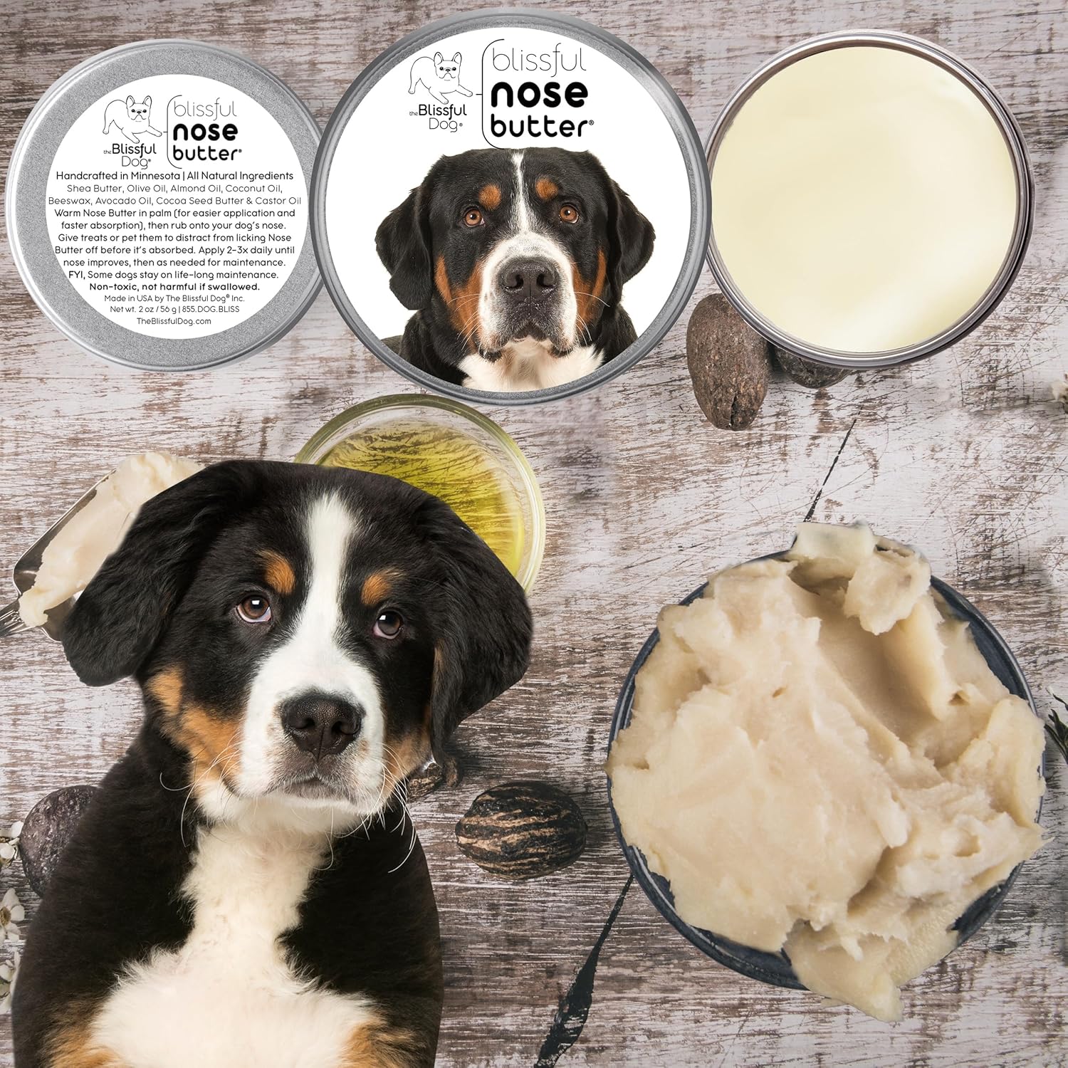 The Blissful Dog Greater Swiss Mountain Dog Unscented Nose Butter - Dog Nose Butter, 16 Ounce - Pet Explorer