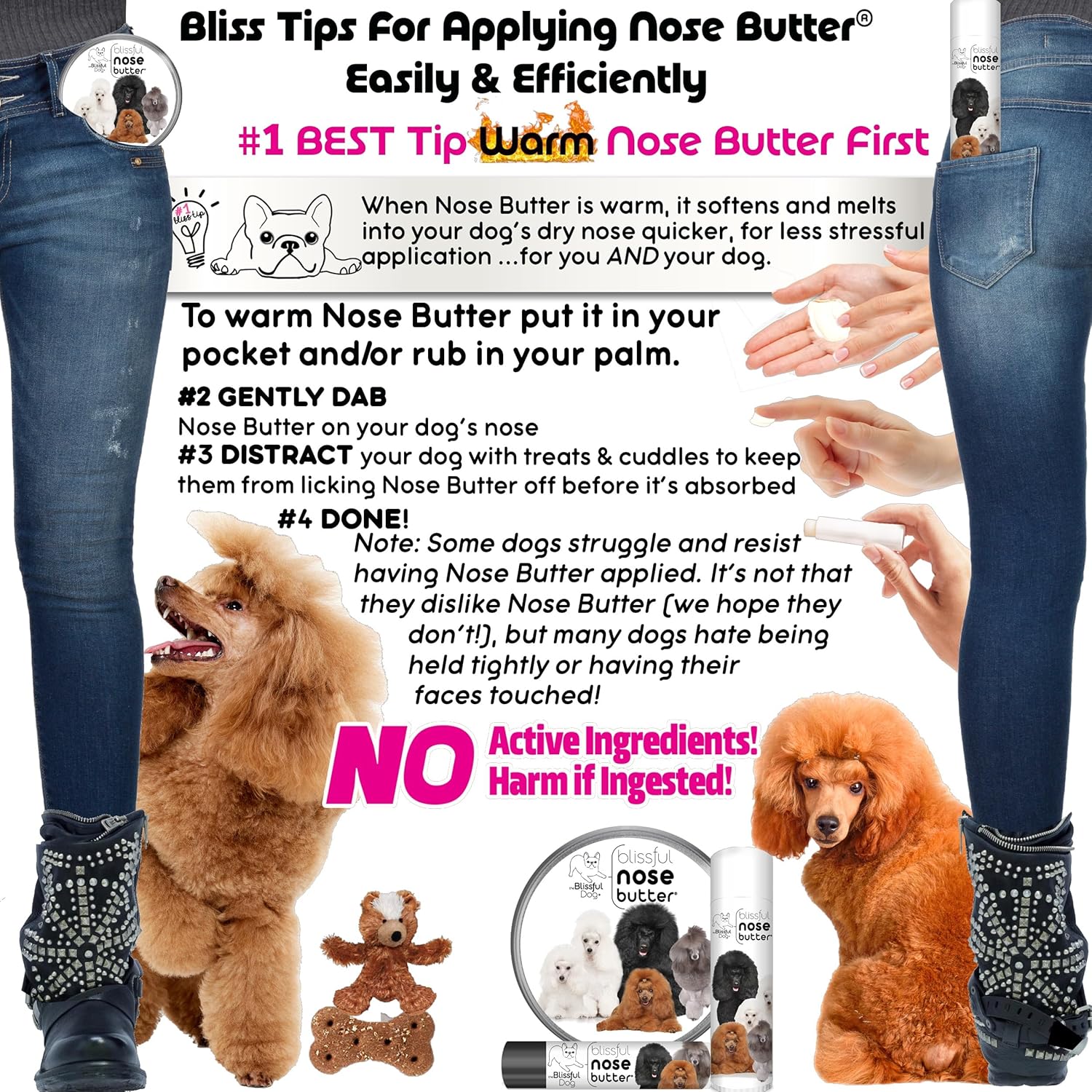 The Blissful Dog Poodle Nose Butter for Dry, Cracked Skin, Lick-Safe Dog Nose Balm with Moisturizing Shea Butter, Almond, Olive, and Essential Oils, Pet Supplies, Uncented, 0.15 oz. - Pet Explorer