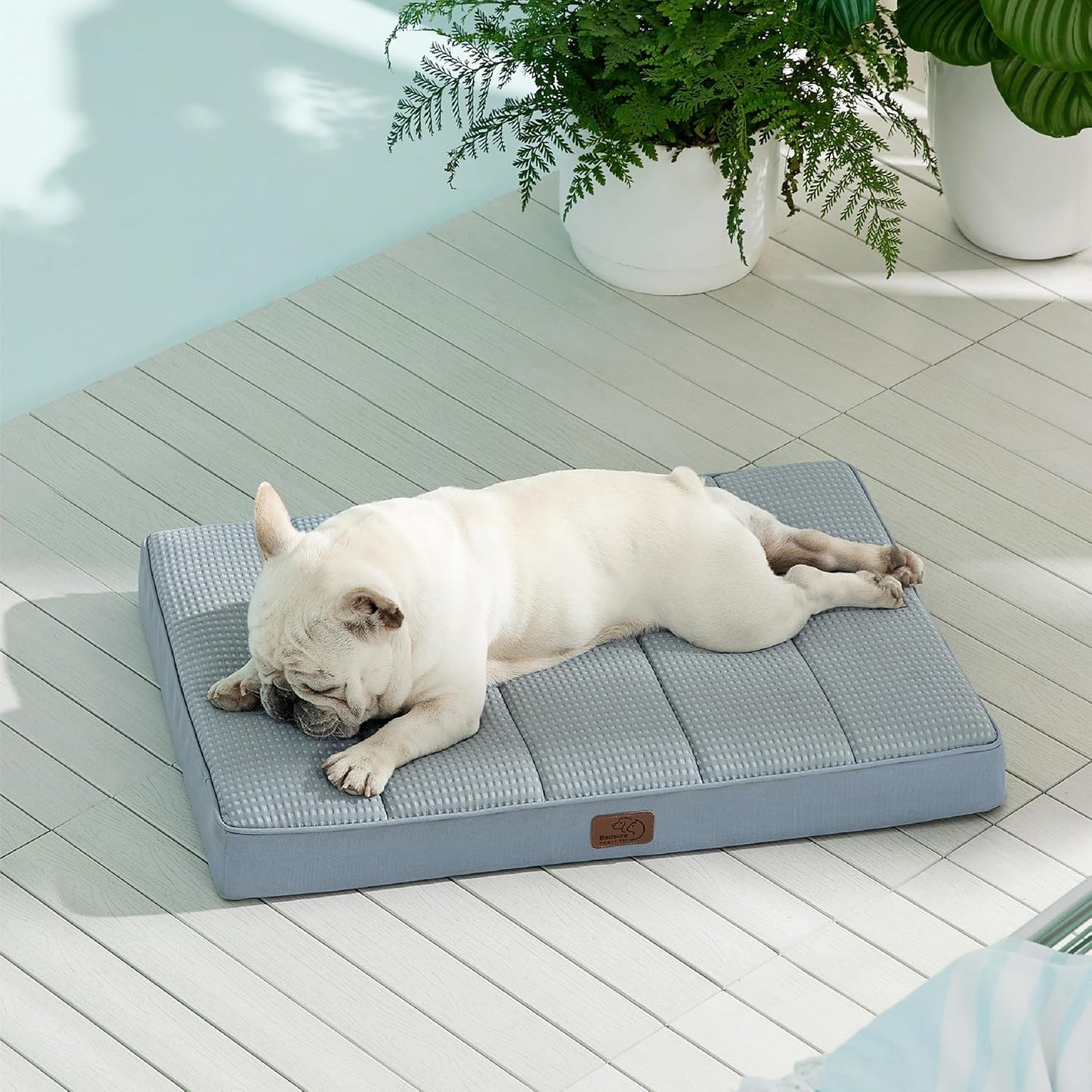 Bedsure Cooling Dog Bed for Medium Dogs - Orthopedic Flat Puppy Beds with Removable Washable Cover, Egg Crate Foam Pet Mat, Suitable for Pet Up to 35 lbs - Pet Explorer