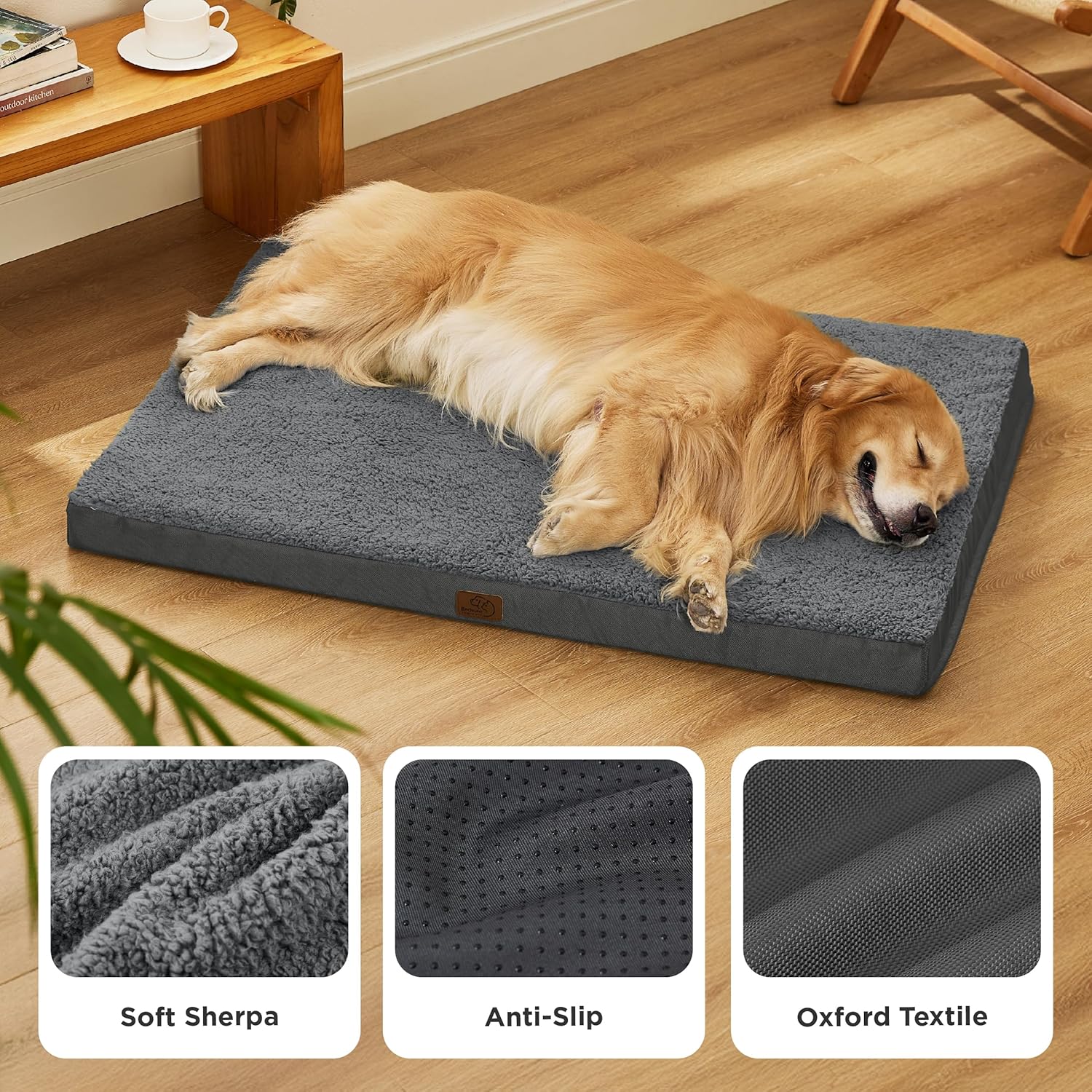 Bedsure XL Dog Beds Large Sized Dog -Orthopedic Flat Extra Large Pet Beds with Removable Washable Cover, Egg Crate Foam Mat, Suitable for Pet Up to 100 lbs - Pet Explorer