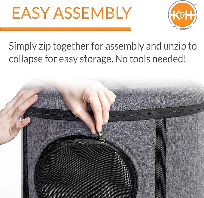 K&H Pet Products Mod Capsule Soft-Sided Pet Carrier for Cats, Breathable Cat Travel Carrier Removable Mesh Door, Collapsible Small Pet Travel Safety Car Seat - Gray 17 X 17 X 15.5 Inches