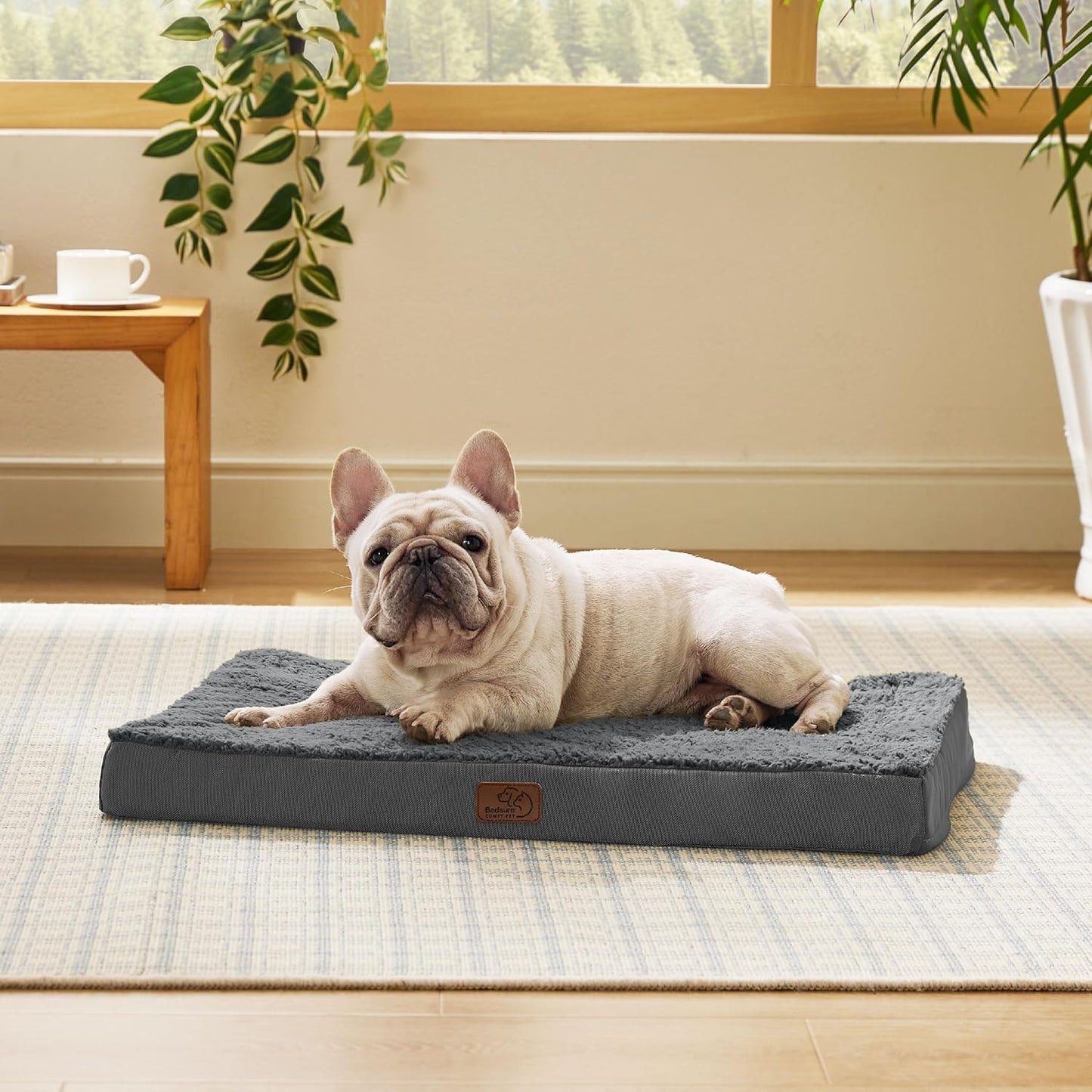 Bedsure Dog Bed Medium Size Dog - Orthopedic Flat Puppy Beds with Removable Washable Cover, Egg Crate Foam Pet Mat, Suitable for Pet Up to 35 lbs - Pet Explorer