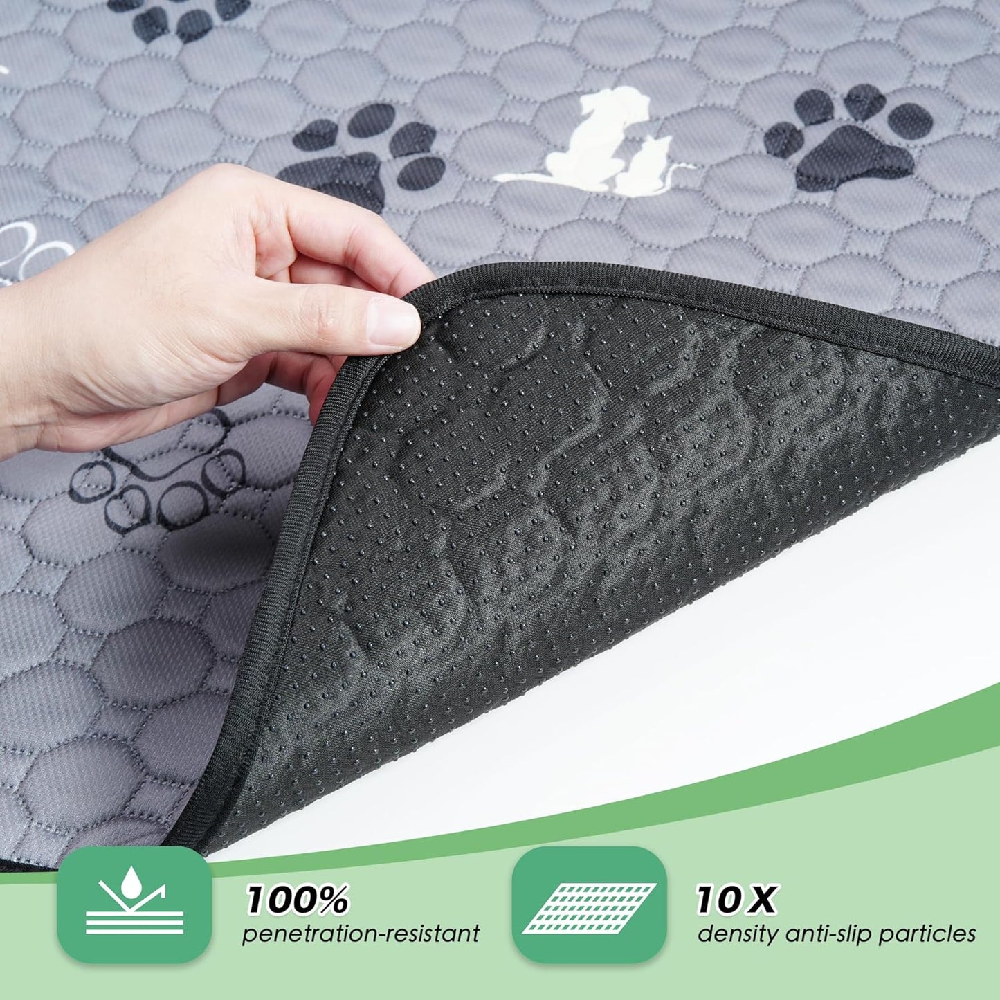 Washable Pee Pads for Dogs, Extra Large Dog Mat, Absorbent Reusable Training Dog Pads Pet Puppy Pads, Non-Slip Potty Pads for Whelping, Playpen, Crate, Bed, Grey 65"x48" - Pet Explorer