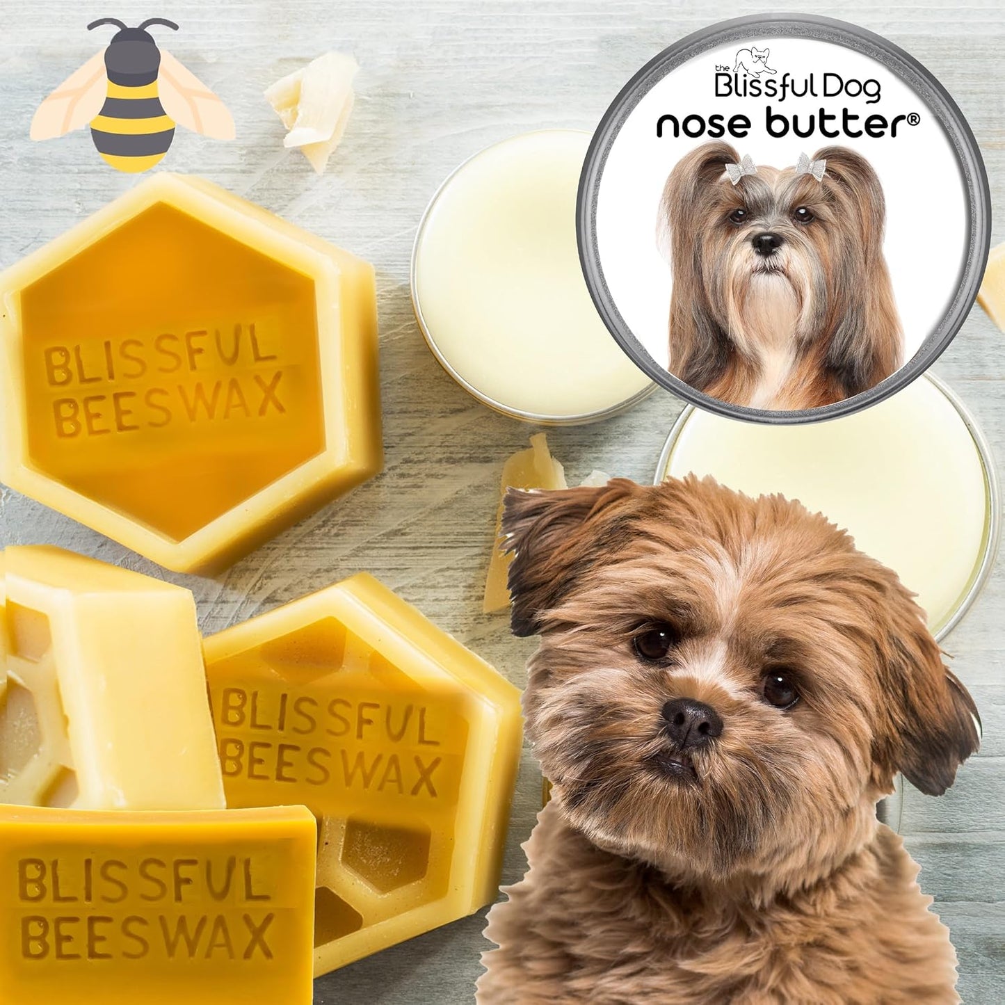 The Blissful Dog Lhasa Apso Nose Butter for Dry, Cracked Skin, Lick-Safe Dog Nose Balm with Moisturizing Shea Butter, Almond, Olive, and Essential Oils, Pet Supplies, Uncented, 2 oz. - Pet Explorer