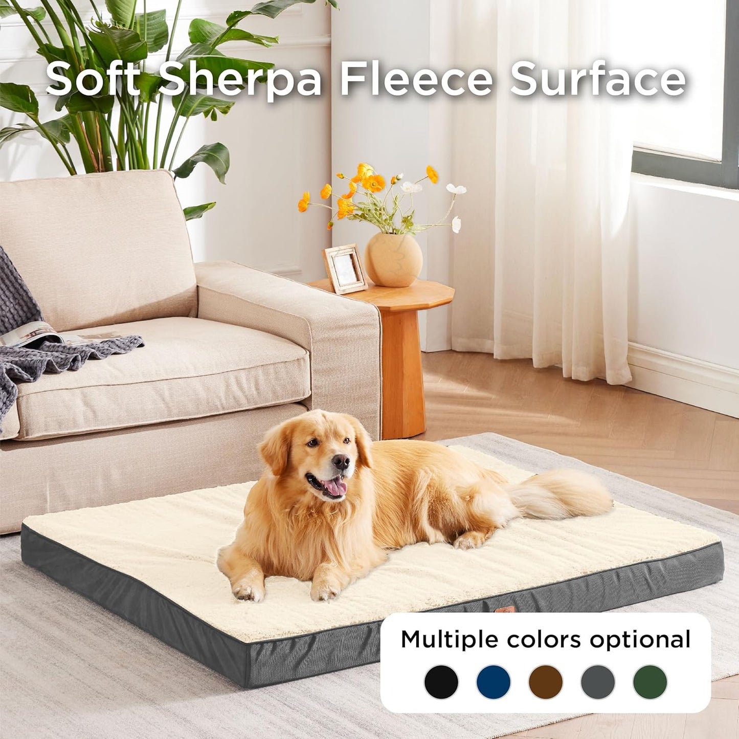 Bedsure XL Dog Beds Large Sized Dog -Orthopedic Flat Extra Large Pet Beds with Removable Washable Cover, Egg Crate Foam Mat, Suitable for Pet Up to 100 lbs - Pet Explorer