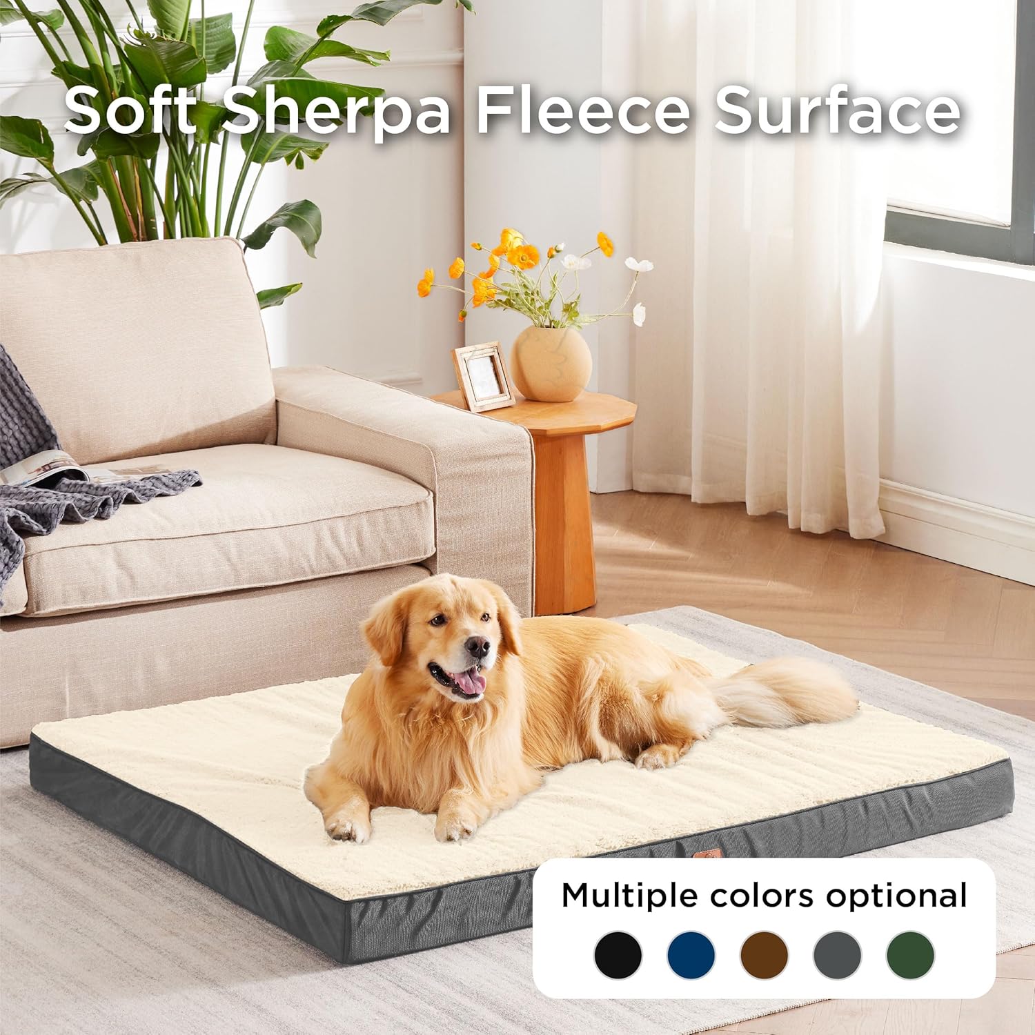 Bedsure XL Dog Beds Large Sized Dog -Orthopedic Flat Extra Large Pet Beds with Removable Washable Cover, Egg Crate Foam Mat, Suitable for Pet Up to 100 lbs - Pet Explorer