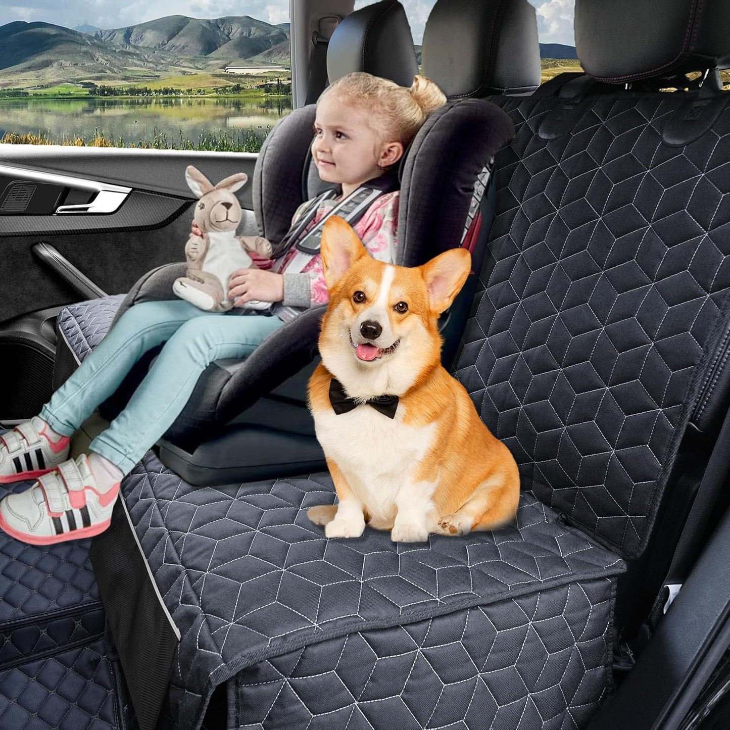 Dog Car Seat Covers for Back Seat,Waterproof Pet Bench Seat Covers for Trucks Ford f150/Ram1500/Nissan Frontier/Toyota Tacoma/GMC Canyon/Silverado Scratch Nonslip Truck Seat Cover for Dogs - Pet Explorer
