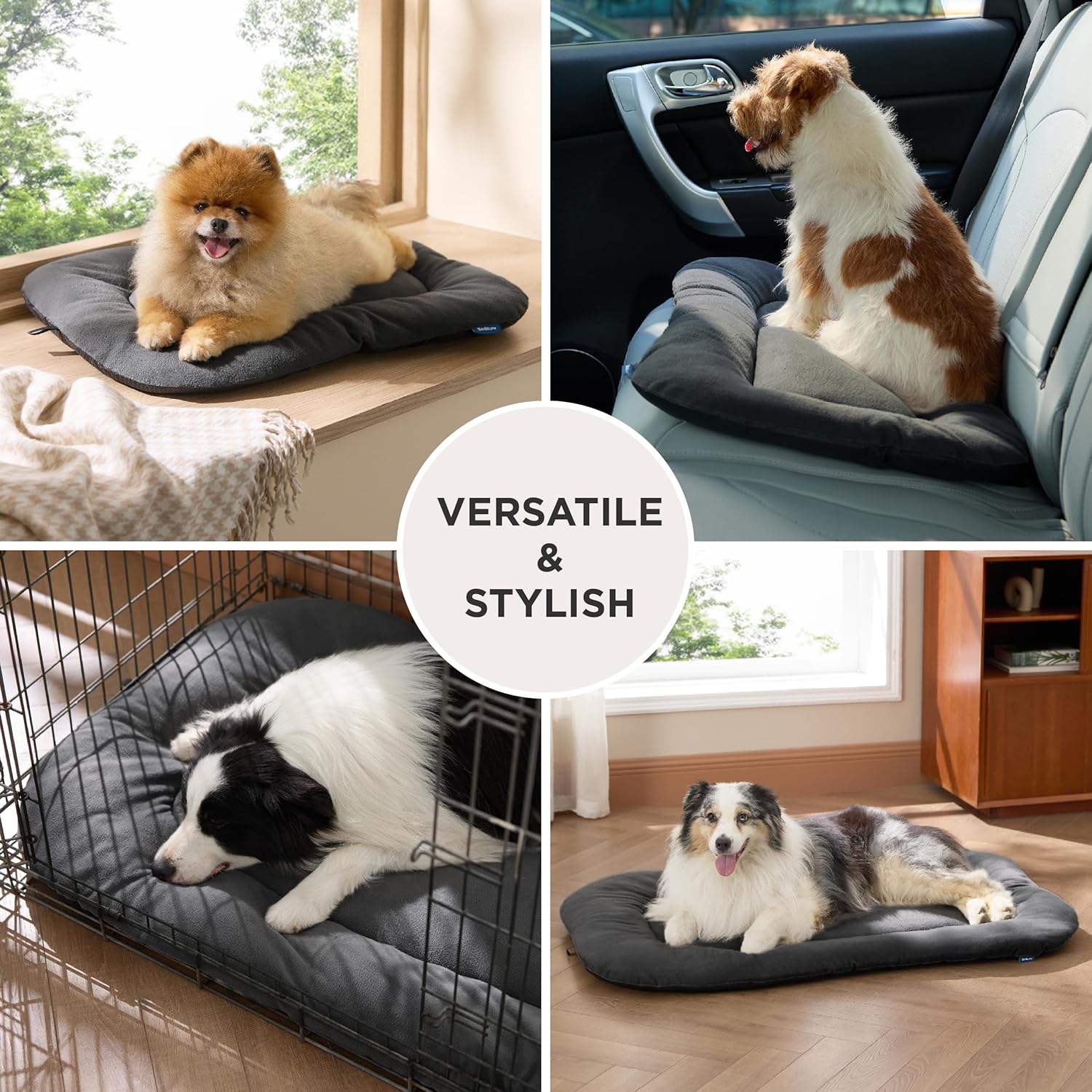 Bedsure Washable Dog Crate Pad for Large Dogs, Anti-Slip Puppy Kennel Dog Bed for Crate - Ultra Soft Fleece Flat Thin Pet Mat (Not Chew Proof), Grey 35"x22" - Pet Explorer