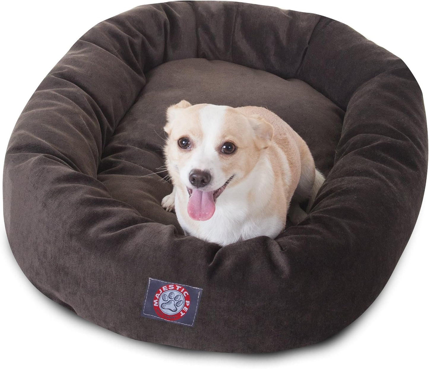 Majestic Pet 32 Inch Micro Velvet Calming Dog Bed Washable 32x23x7 (inch) – Cozy Soft Round Donut Dog Bed with Spine for Head Support - Pet Bed Medium - Storm (2025) - Pet Explorer