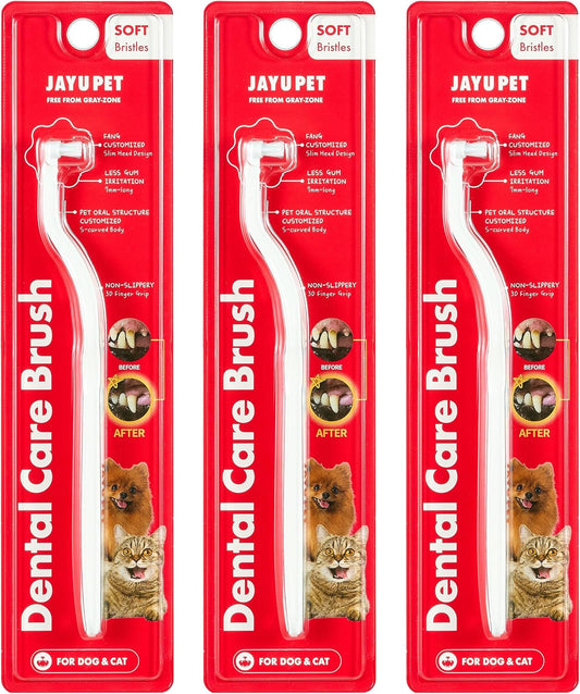 JAYU PET Dental Care Brush (Soft Bristles) 3ea - Dog Toothbrush, Cat Toothbrush, Dental Care for Kitten and Small Dogs, Removing Old Plaque and Tartar, Cat Teeth Brushing & Easy Cleaning - Pet Explorer
