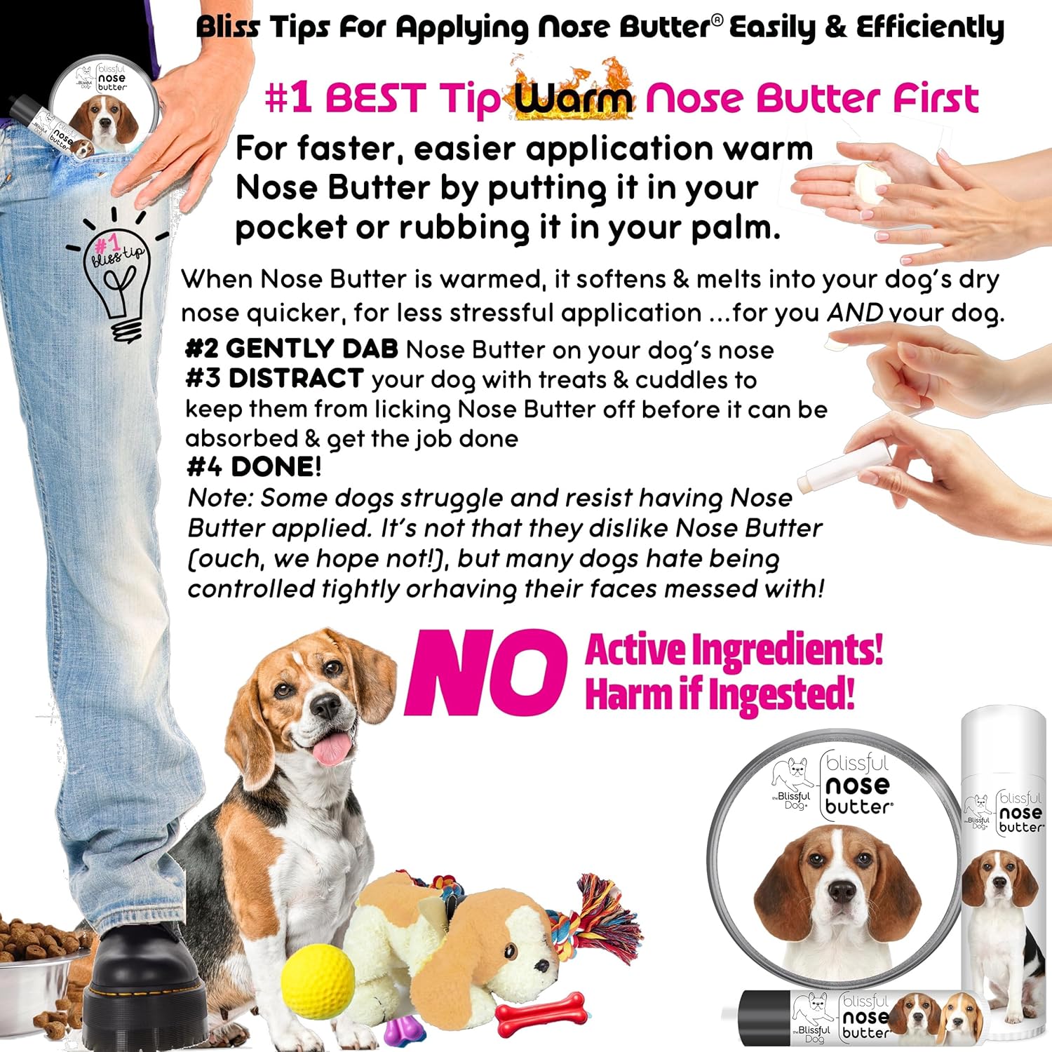 The Blissful Dog Beagle Nose Butter for Dry, Cracked Skin, Lick-Safe Dog Nose Balm with Moisturizing Shea Butter, Almond, Olive, and Essential Oils, Pet Supplies, Uncented, 0.50 oz. - Pet Explorer