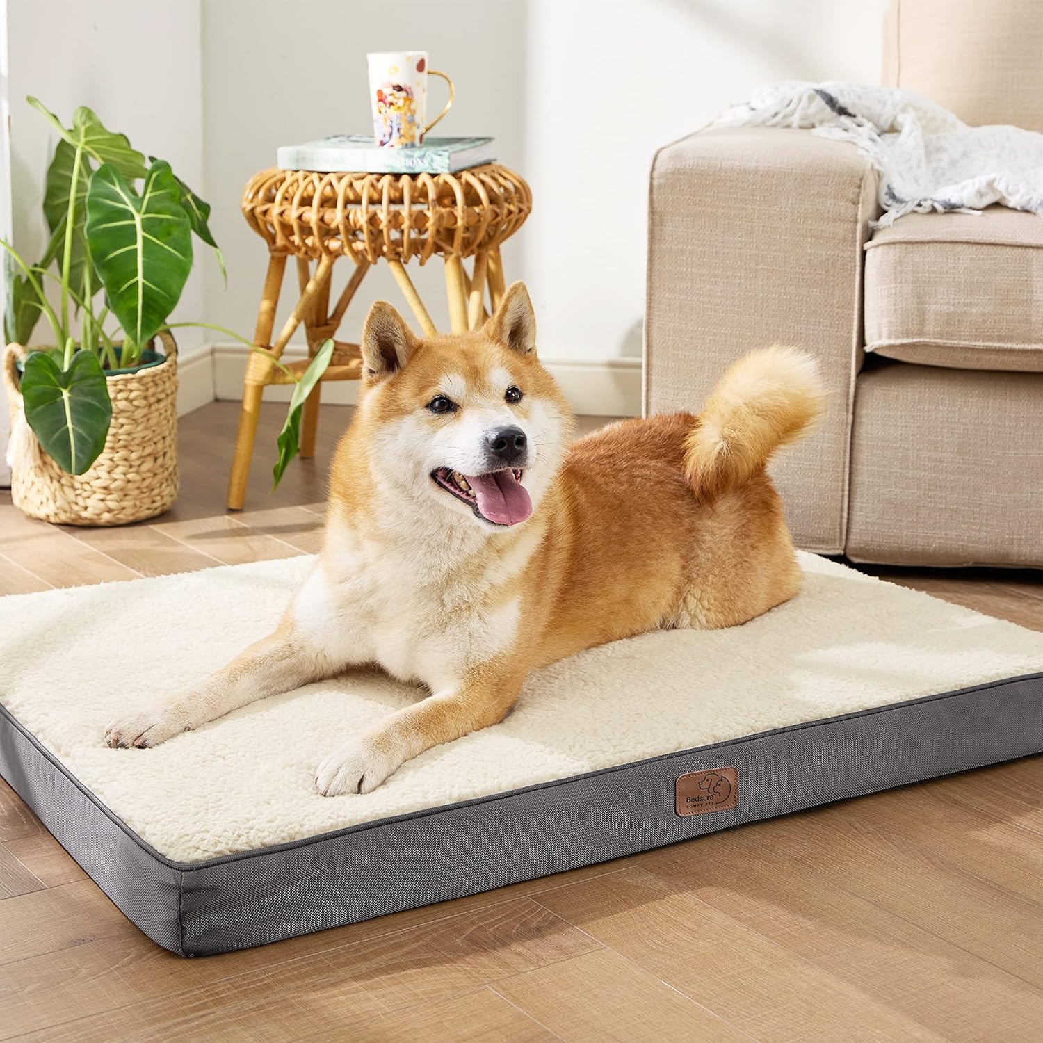 Bedsure Large Dog Bed for Crate - Orthopedic Flat Pet Beds with Removable Washable Cover, Egg Crate Foam Crate Mat, Suitable for Pet Up to 50 lbs - Pet Explorer