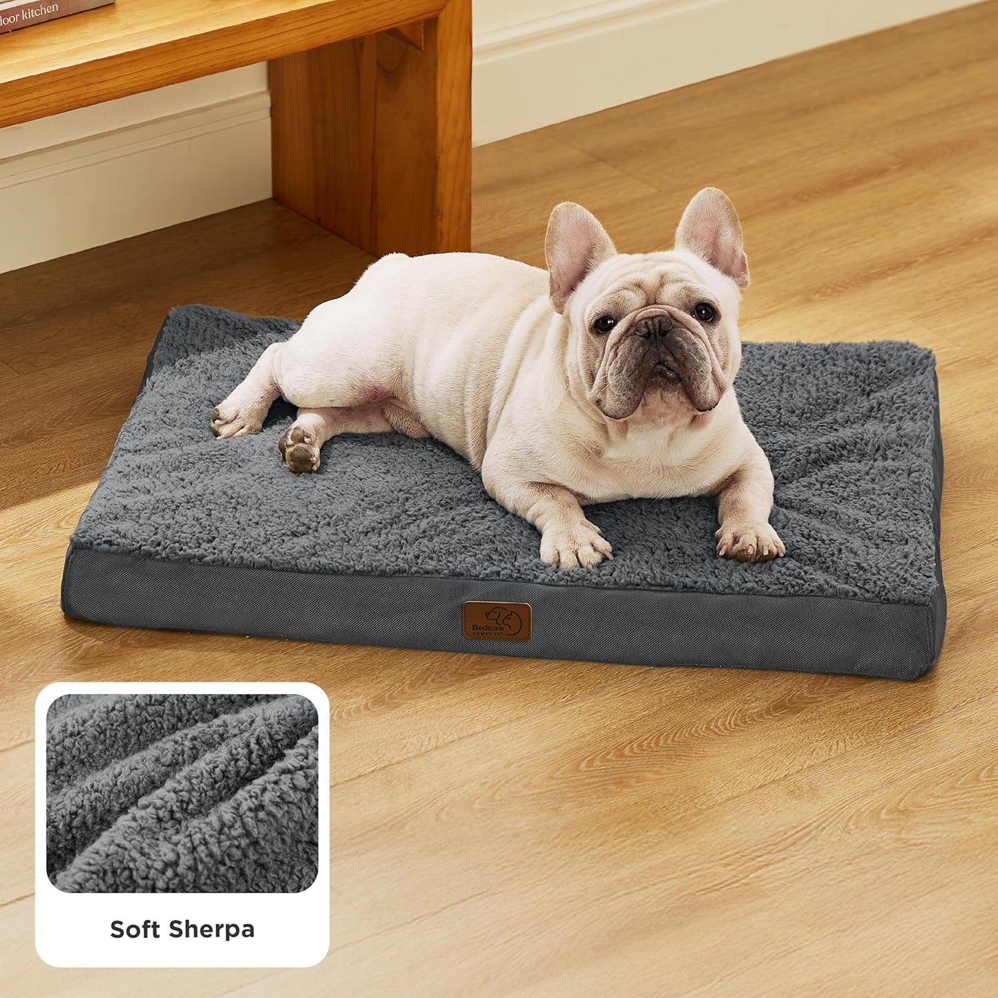 Bedsure Dog Bed Medium Size Dog - Orthopedic Flat Puppy Beds with Removable Washable Cover, Egg Crate Foam Pet Mat, Suitable for Pet Up to 35 lbs - Pet Explorer