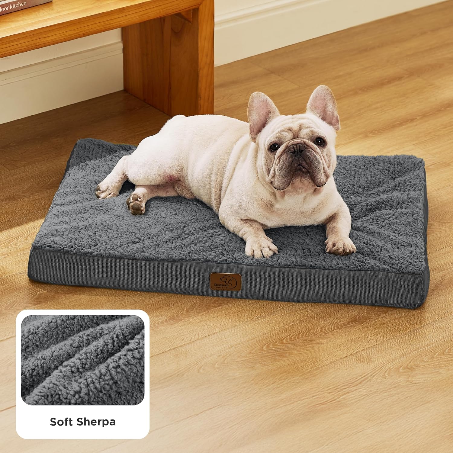Bedsure Dog Bed Medium Size Dog - Orthopedic Flat Puppy Beds with Removable Washable Cover, Egg Crate Foam Pet Mat, Suitable for Pet Up to 35 lbs - Pet Explorer