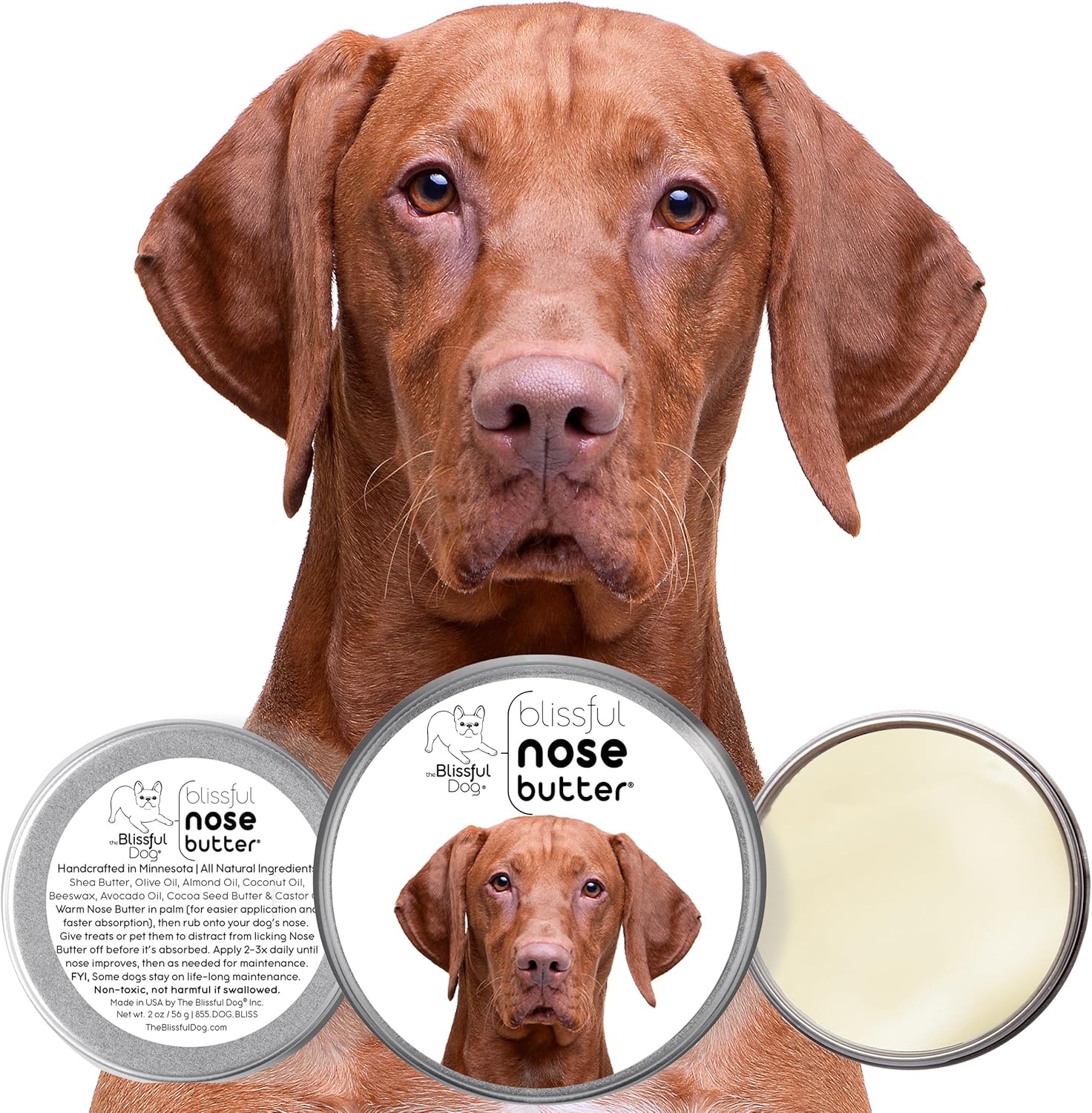 The Blissful Dog Vizsla Unscented Nose Butter - Dog Nose Butter, 8 Ounce - Pet Explorer