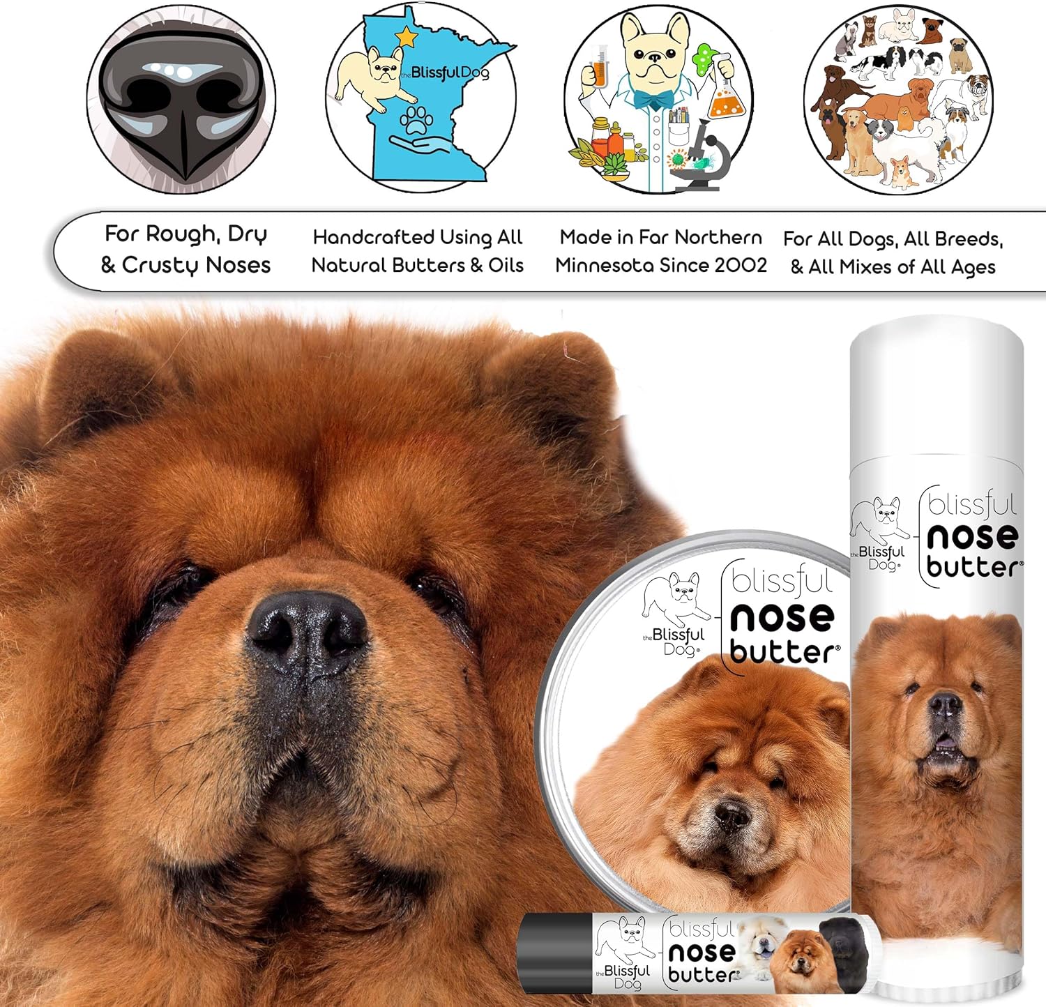 The Blissful Dog Chow Nose Butter for Dry, Cracked Skin, Lick-Safe Dog Nose Balm with Moisturizing Shea Butter, Almond, Olive, and Essential Oils, Pet Supplies, Uncented, 8 oz. - Pet Explorer