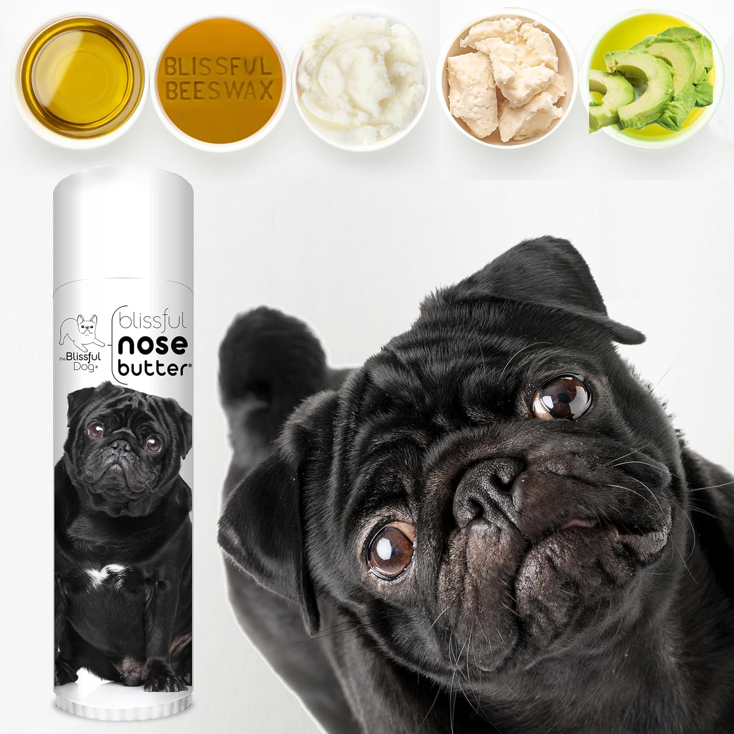The Blissful Dog Black Pug Nose Butter for Dry, Cracked Skin, Lick-Safe Dog Nose Balm with Moisturizing Shea Butter, Almond, Olive, and Essential Oils, Pet Supplies, Uncented, 0.50 oz. - Pet Explorer