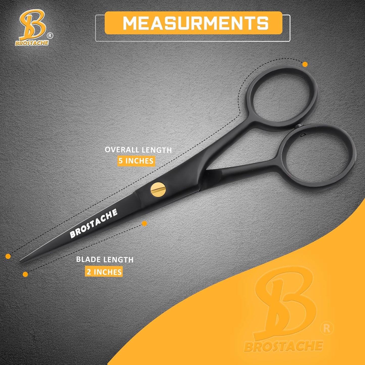 5” Professional Beard and Mustache Scissors, German Steel Beard Scissors Come with Mustache Comb, Beard Comb and Carrying Pouch. Grooming Scissor for All Facial Hair Scissors (Black).