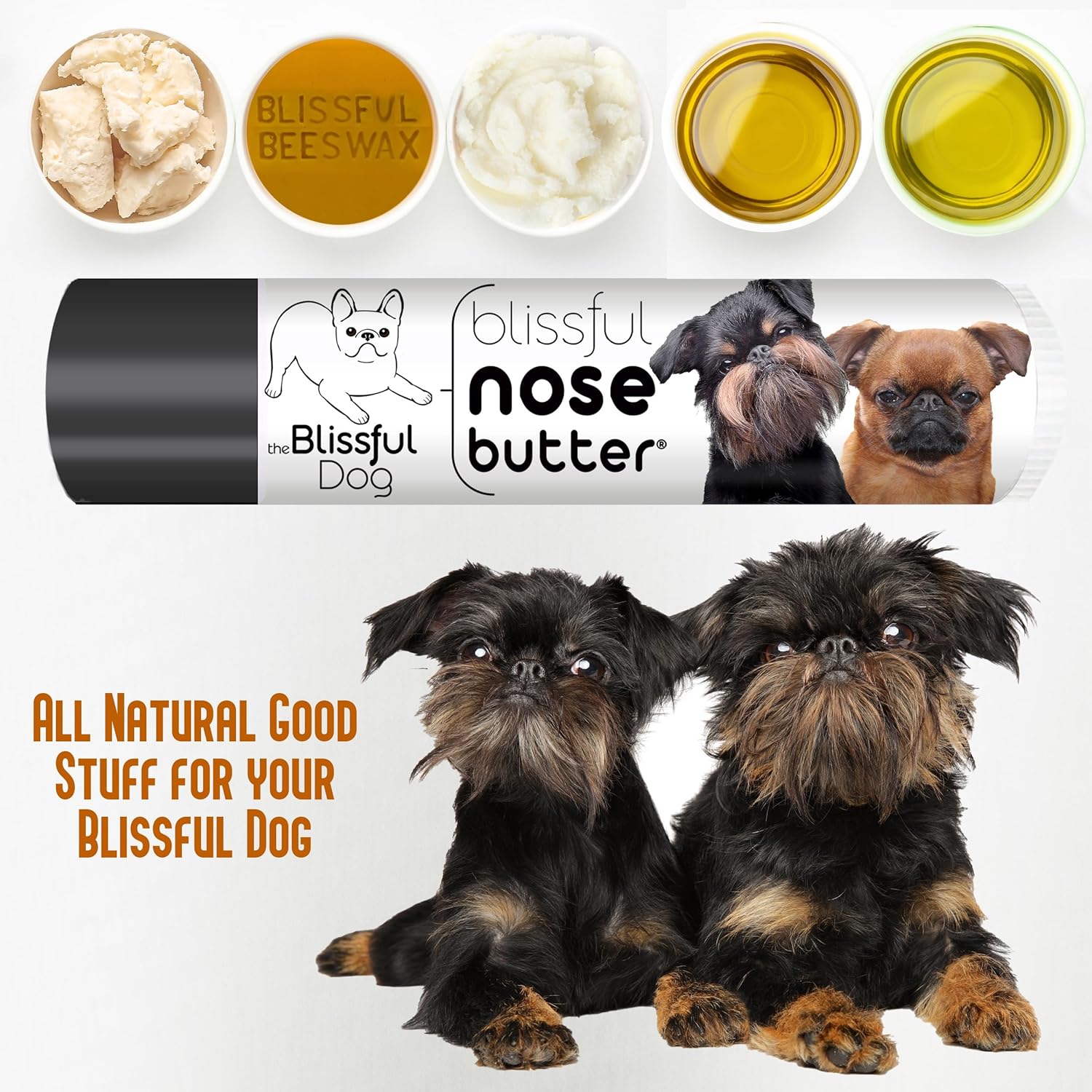 The Blissful Dog Brussels Griffon Nose Butter for Dry, Cracked Skin, Lick-Safe Dog Nose Balm with Moisturizing Shea Butter, Almond, Olive, and Essential Oils, Pet Supplies, Uncented, 0.15 oz. - Pet Explorer