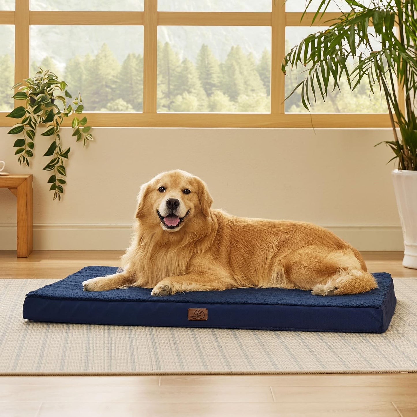 Bedsure XL Dog Beds Large Sized Dog -Orthopedic Flat Extra Large Pet Beds with Removable Washable Cover, Egg Crate Foam Mat, Suitable for Pet Up to 100 lbs - Pet Explorer