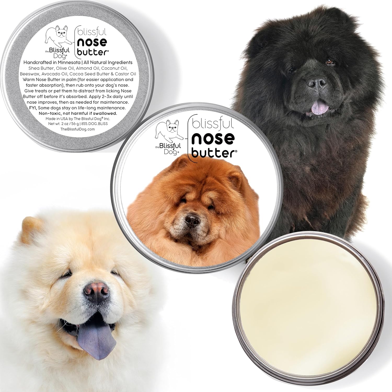 The Blissful Dog Chow Nose Butter for Dry, Cracked Skin, Lick-Safe Dog Nose Balm with Moisturizing Shea Butter, Almond, Olive, and Essential Oils, Pet Supplies, Uncented, 8 oz. - Pet Explorer
