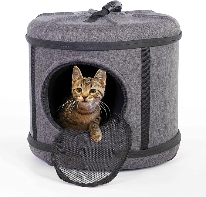 K&H Pet Products Mod Capsule Soft-Sided Pet Carrier for Cats, Breathable Cat Travel Carrier Removable Mesh Door, Collapsible Small Pet Travel Safety Car Seat - Gray 17 X 17 X 15.5 Inches
