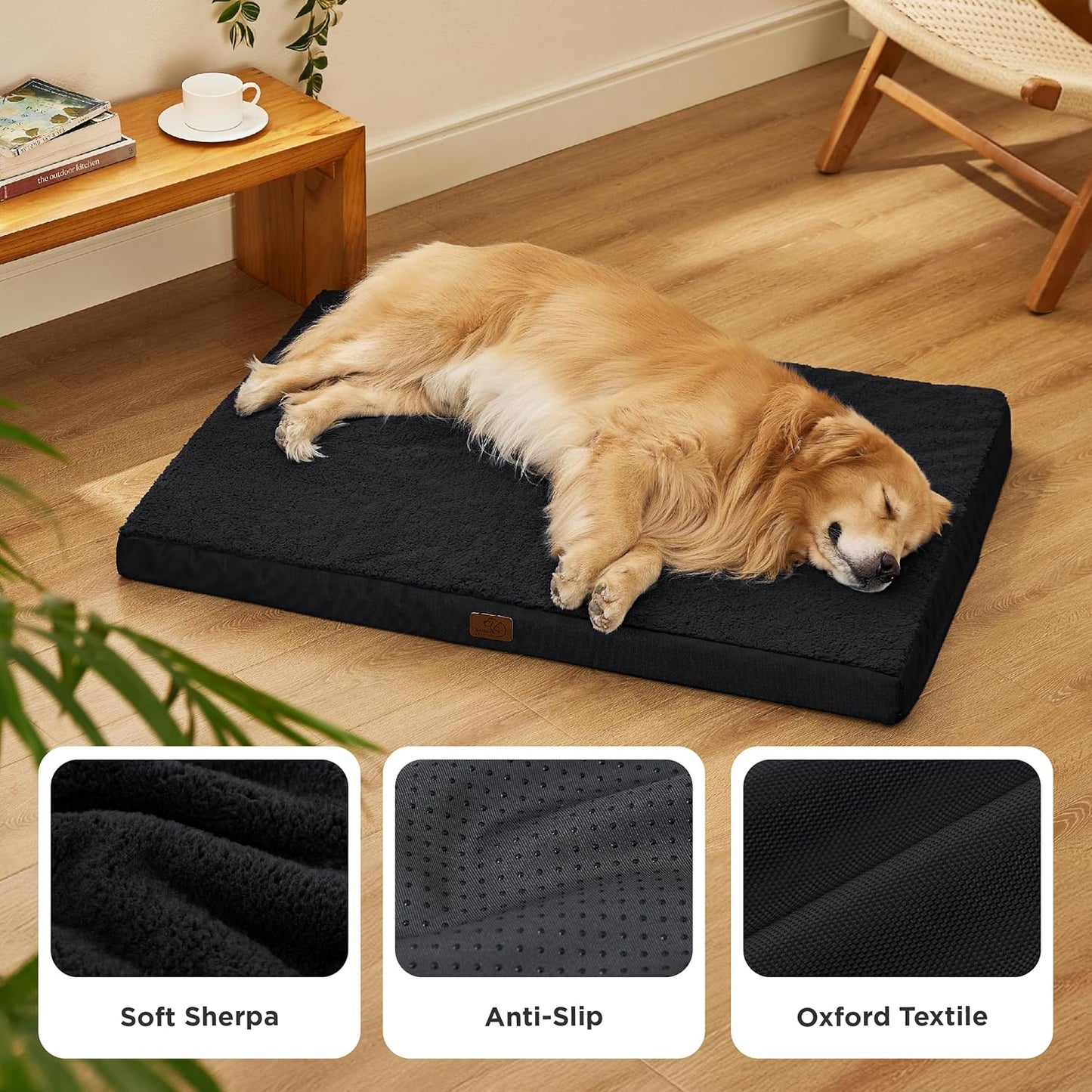 Bedsure XL Dog Beds Large Sized Dog -Orthopedic Flat Extra Large Pet Beds with Removable Washable Cover, Egg Crate Foam Mat, Suitable for Pet Up to 100 lbs - Pet Explorer