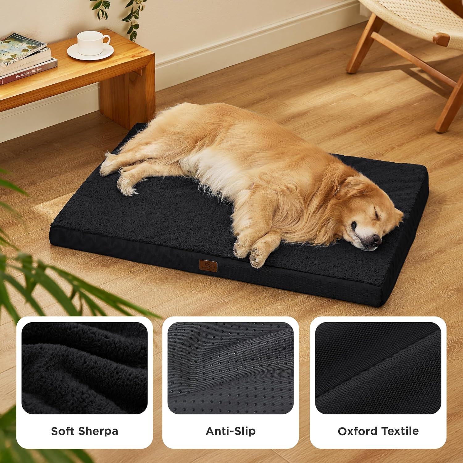 Bedsure XL Dog Beds Large Sized Dog -Orthopedic Flat Extra Large Pet Beds with Removable Washable Cover, Egg Crate Foam Mat, Suitable for Pet Up to 100 lbs - Pet Explorer