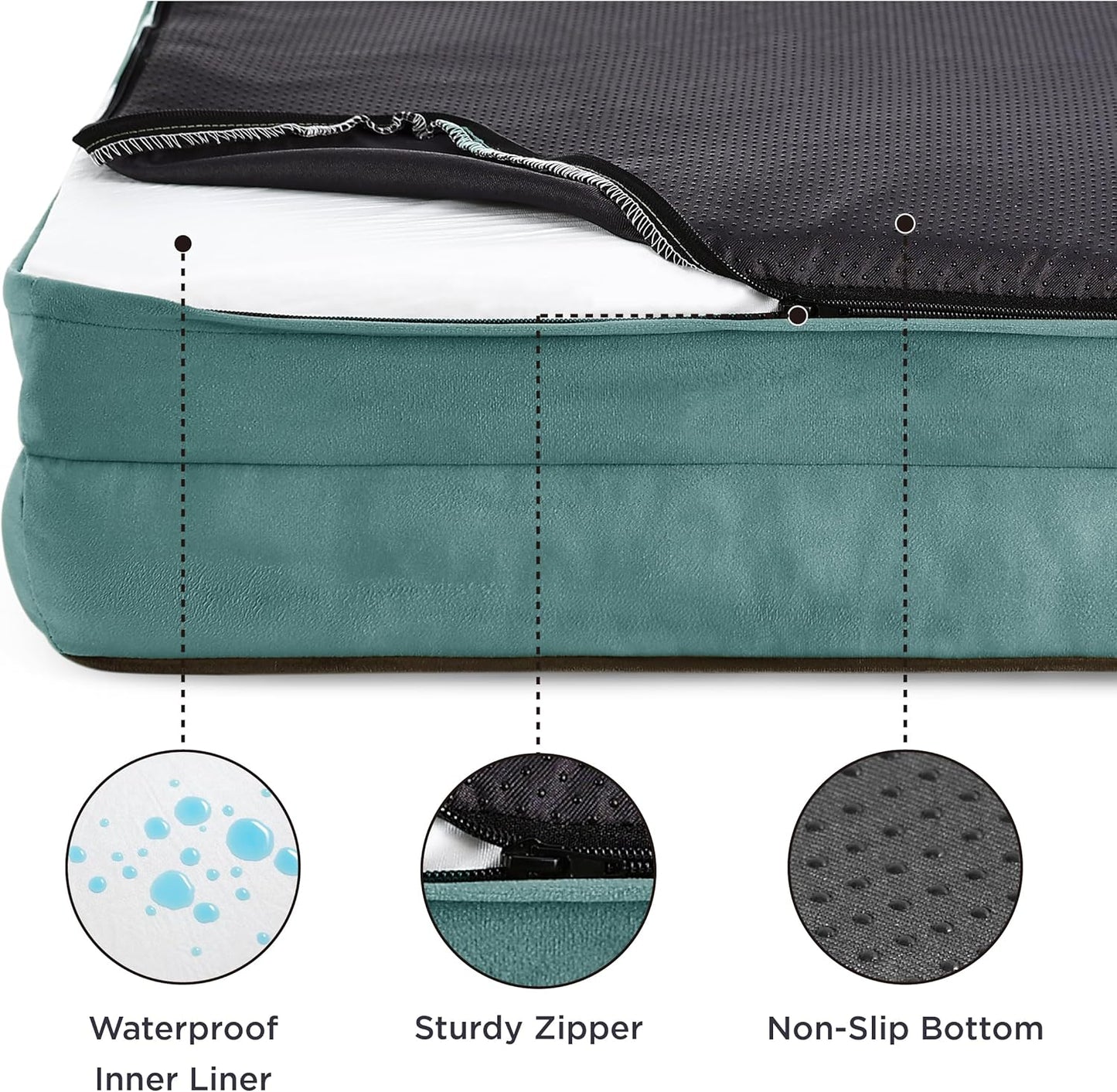 Bedsure XL Plus Orthopedic Dog Bed for Extra Large Dogs - Washable XLarge Dog Cat Bed Waterproof, Comfort Dogs Couch Sofa with Washable Removable Cover, Pet Bed with Nonskid Bottom, Washed Blue, 48" - Pet Explorer