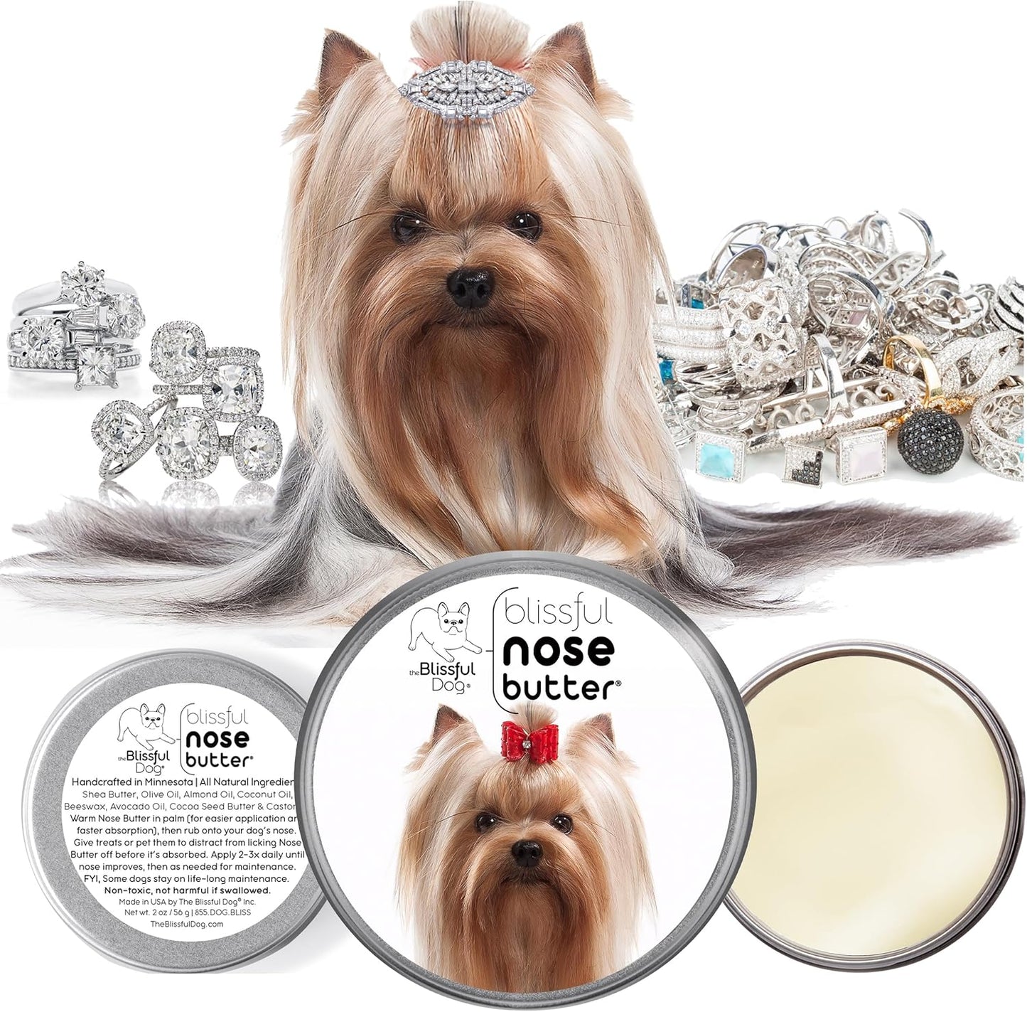 The Blissful Dog Yorkshire Terrier Unscented Nose Butter - Dog Nose Butter, 4 Ounce - Pet Explorer