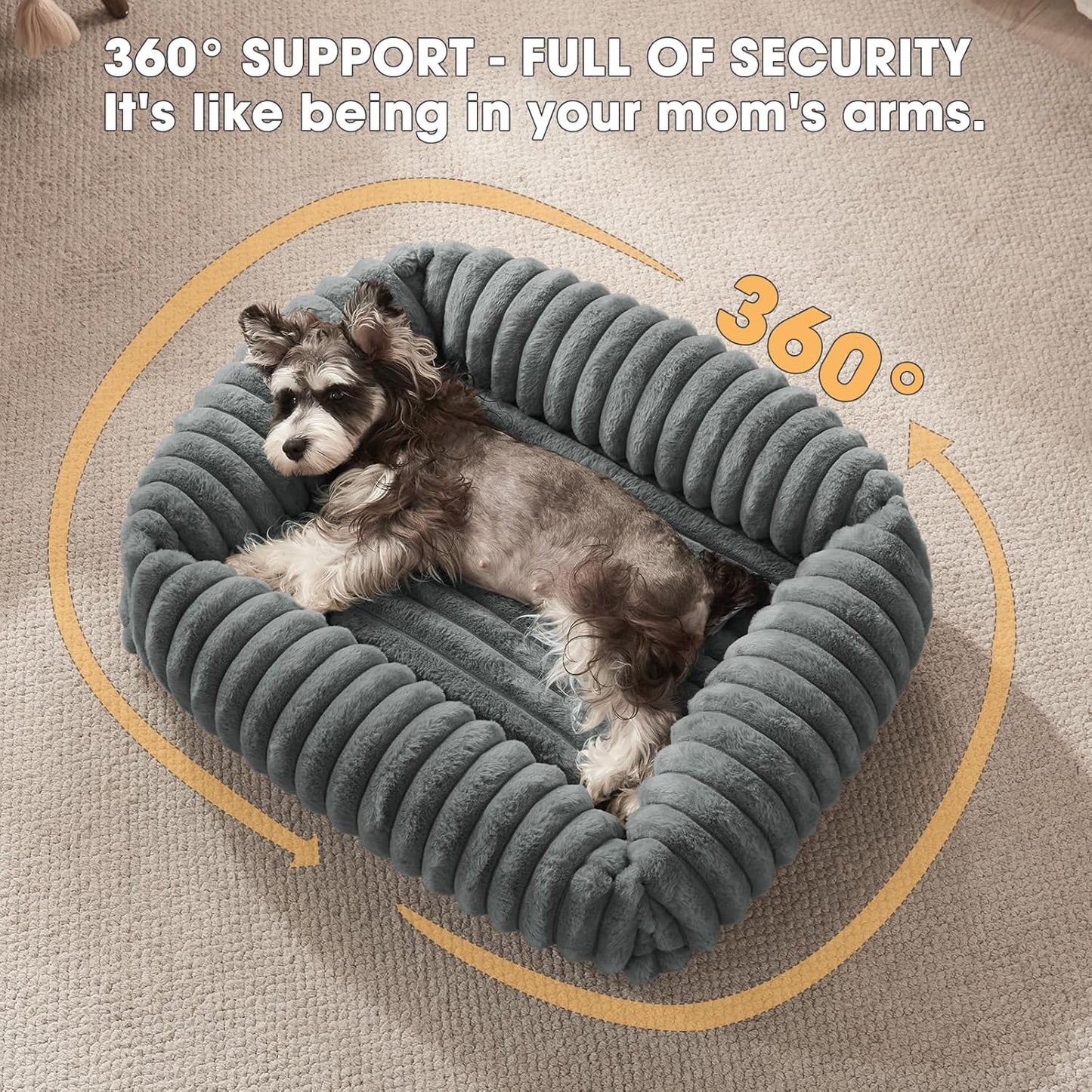 Dog Beds Medium Sized Dog, Washable Orthopedic Pet Bed with Removable Cover, Rectangle Soft Calming Sleeping Puppy Bed Durable Pet Cuddler with Anti-Slip Bottom, 30"x24"x8" Grey - Pet Explorer