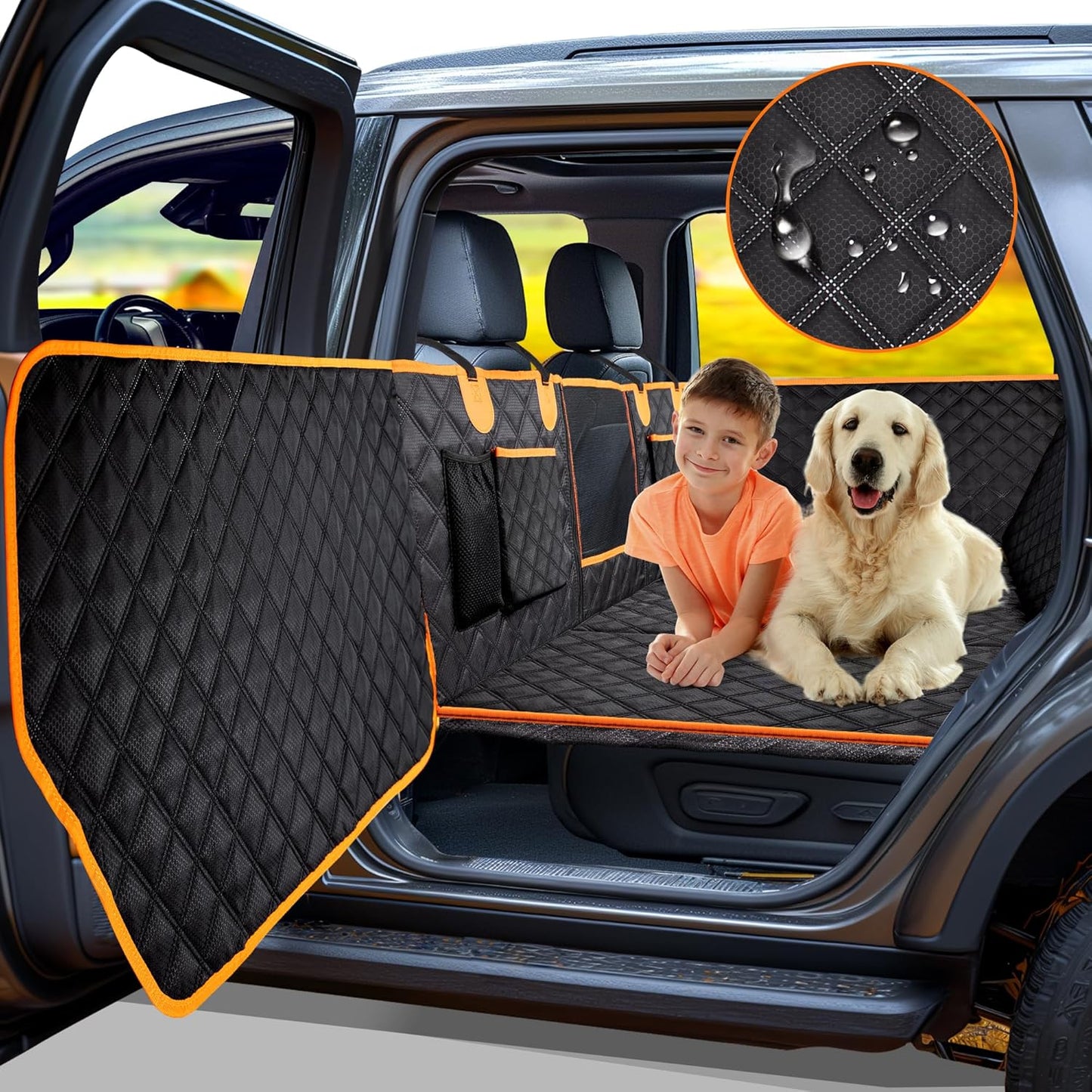 Dog Car Seat Cover for Back Seat, Hard Bottom Car Seat Cover for Dogs with Door Protectors for Traveling and Camping with Pets, Dog Car Seat Waterproof and Scratch-Resistant, Suitable for Cars - Pet Explorer