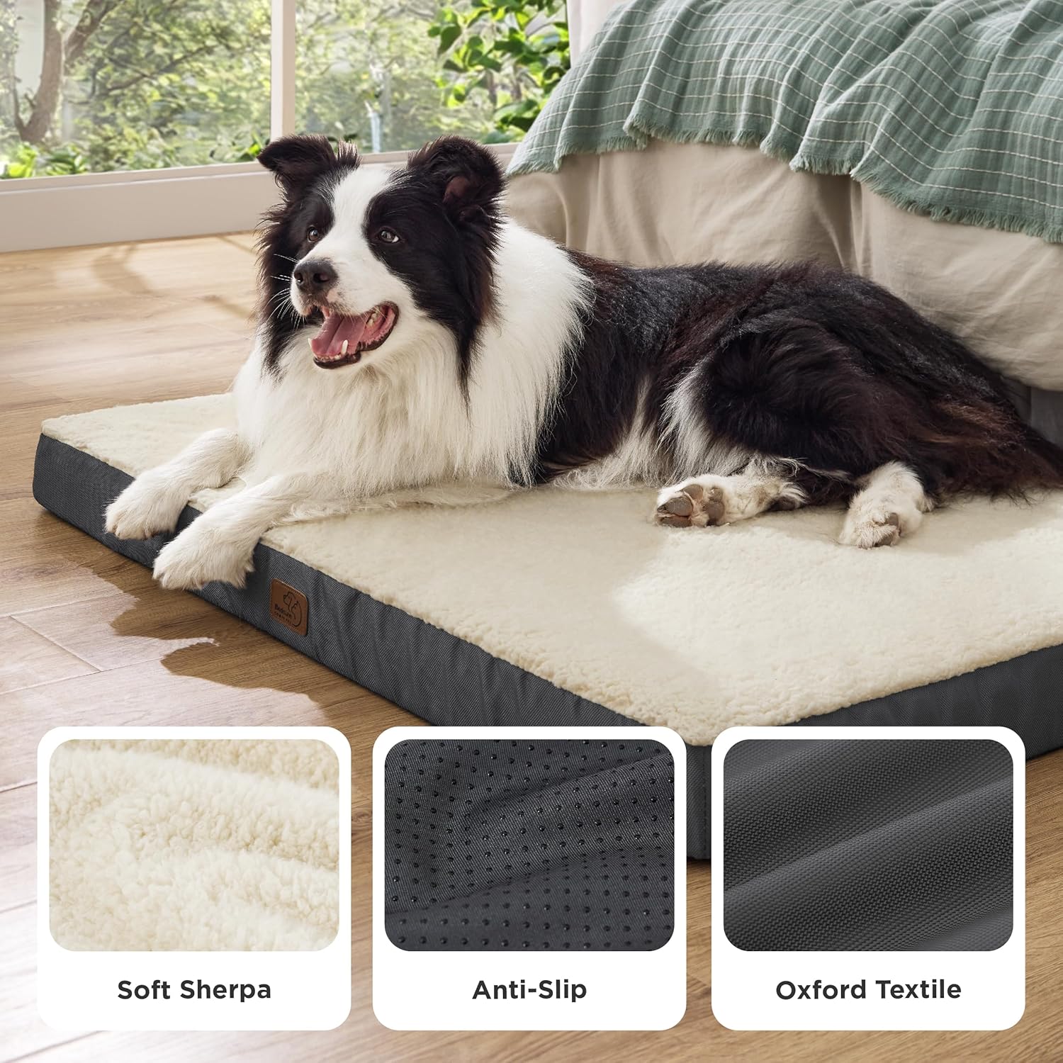 Bedsure Dog Beds Large Sized Dog - Orthopedic Flat Pet Beds with Removable Washable Cover, Egg Crate Foam Puppy Mat, Suitable for Pet Up to 65 lbs - Pet Explorer
